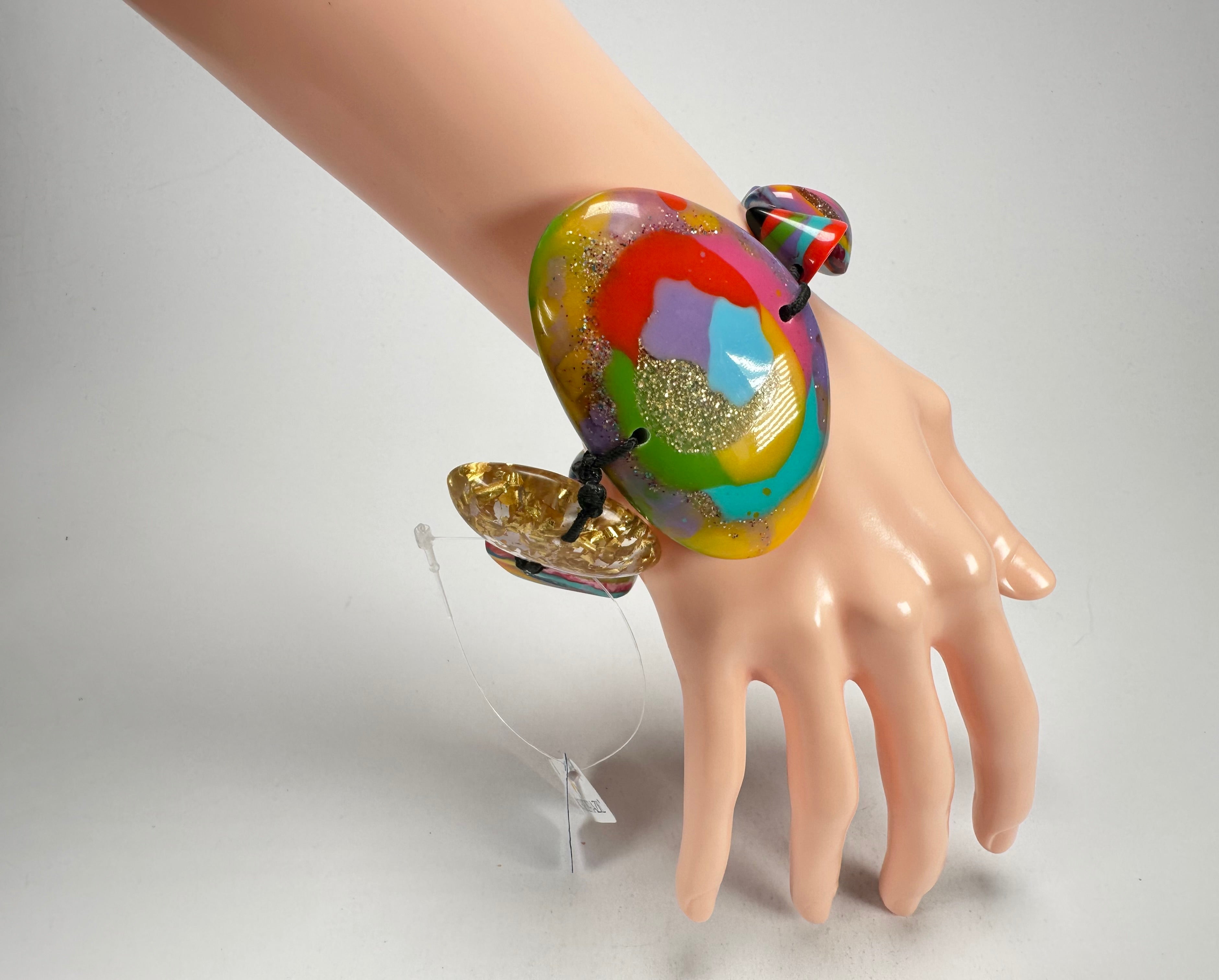 Jackie Brazil "Fusion" Mix Colours Multi Bead Resin Bracelet ( B0050 )
