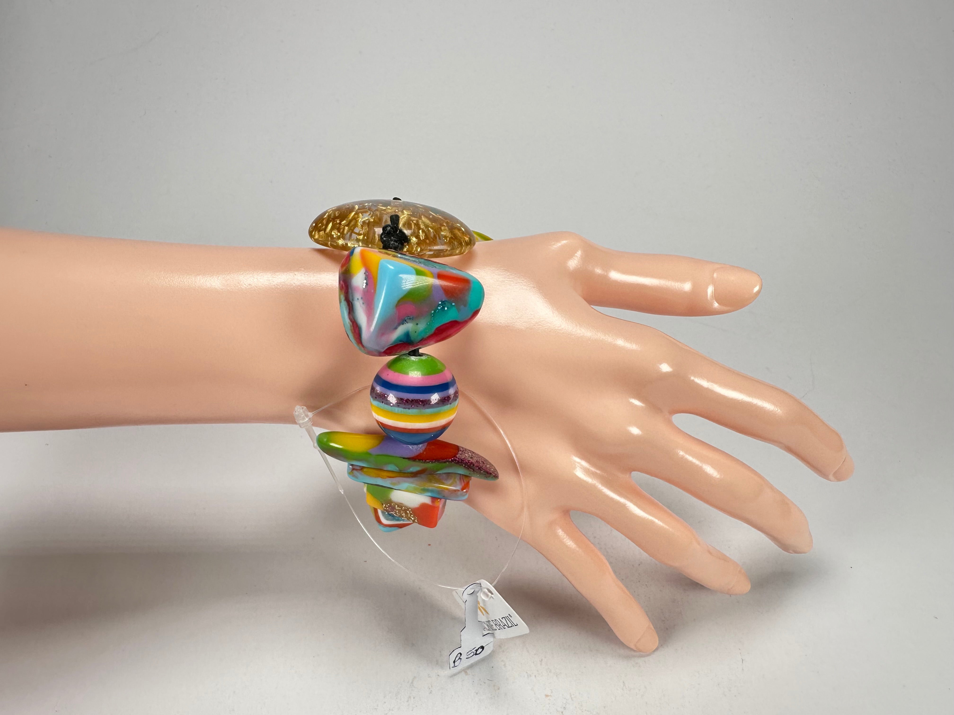 Jackie Brazil "Fusion" Mix Colours Multi Bead Resin Bracelet ( B0050 )