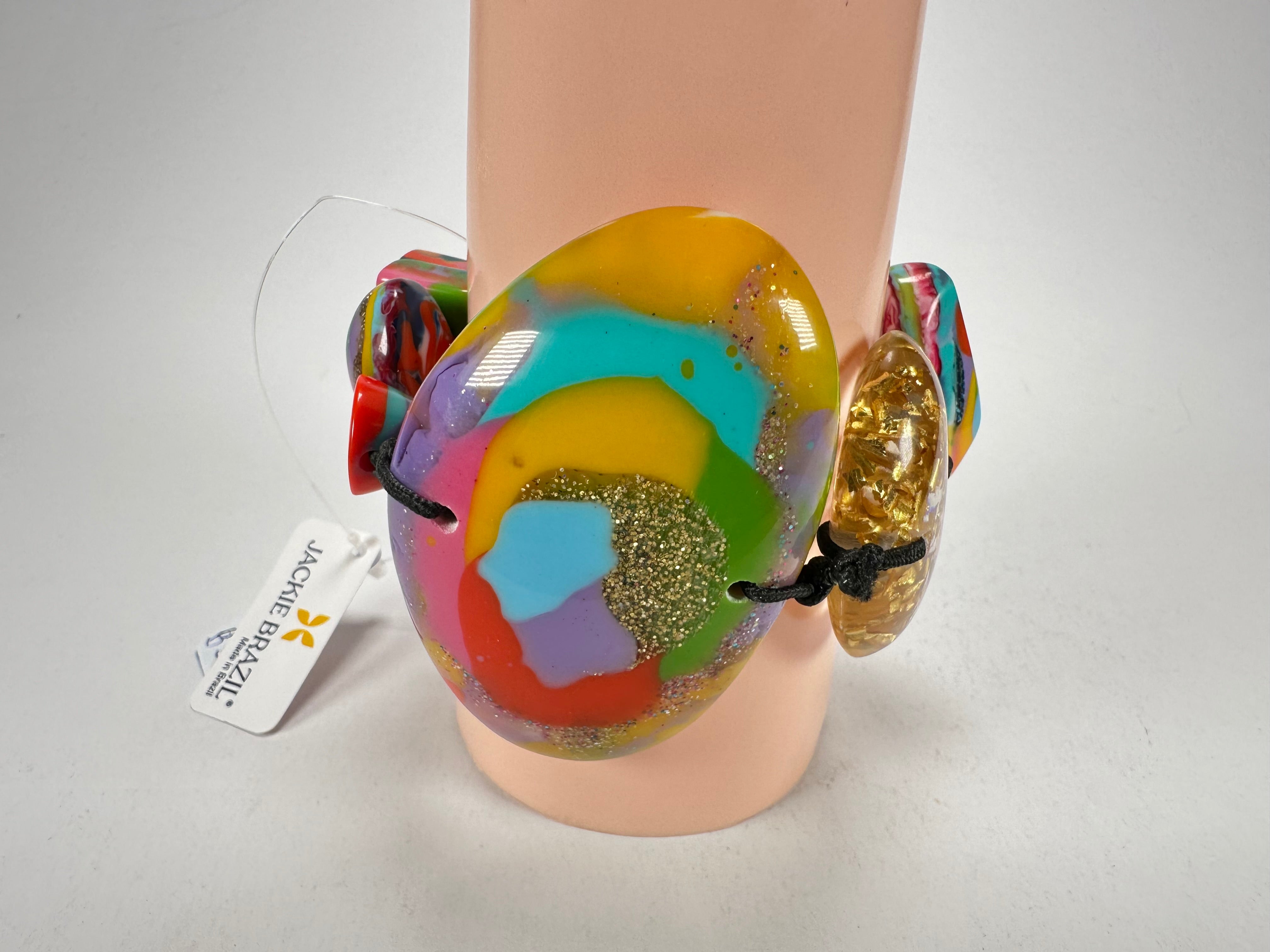 Jackie Brazil "Fusion" Mix Colours Multi Bead Resin Bracelet ( B0050 )