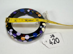 Jackie Brazil "Shinny Spotted" Black & Mix Spots Solid Round Resin 1.7cm Bangle ( B1726 )