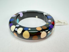 Jackie Brazil "Shinny Spotted" Black & Mix Spots Solid Round Resin 1.7cm Bangle ( B1726 )