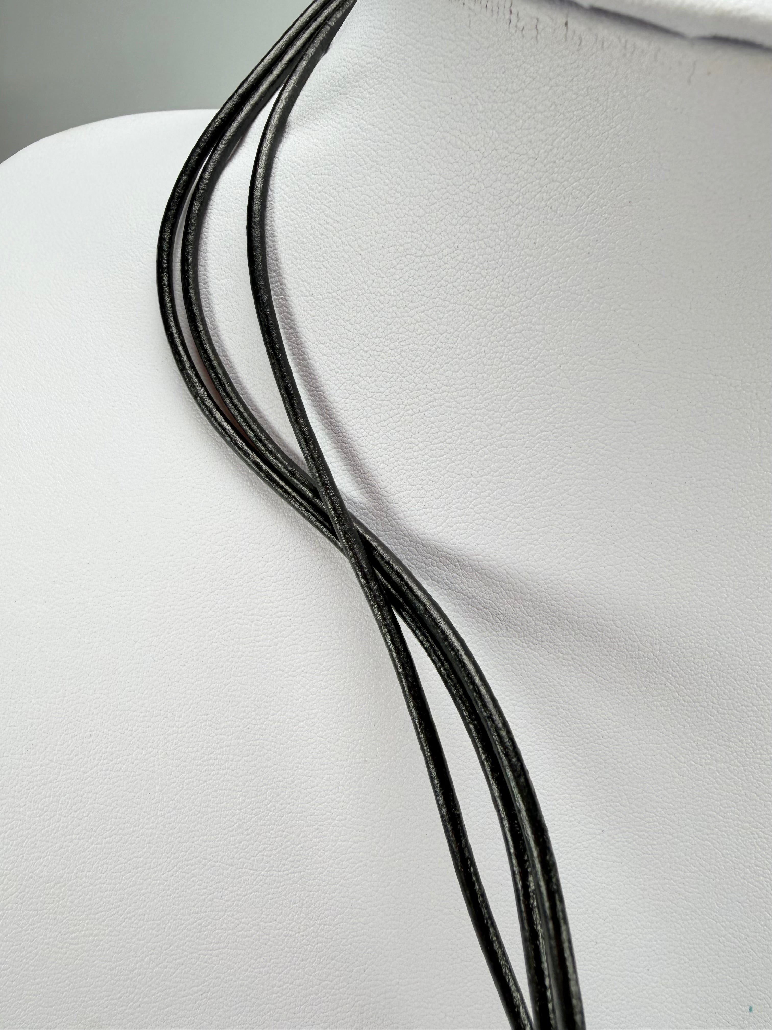 Jackie Brazil "Turquoise" Large Disk On Three Cords Resin Necklace ( N3800 )