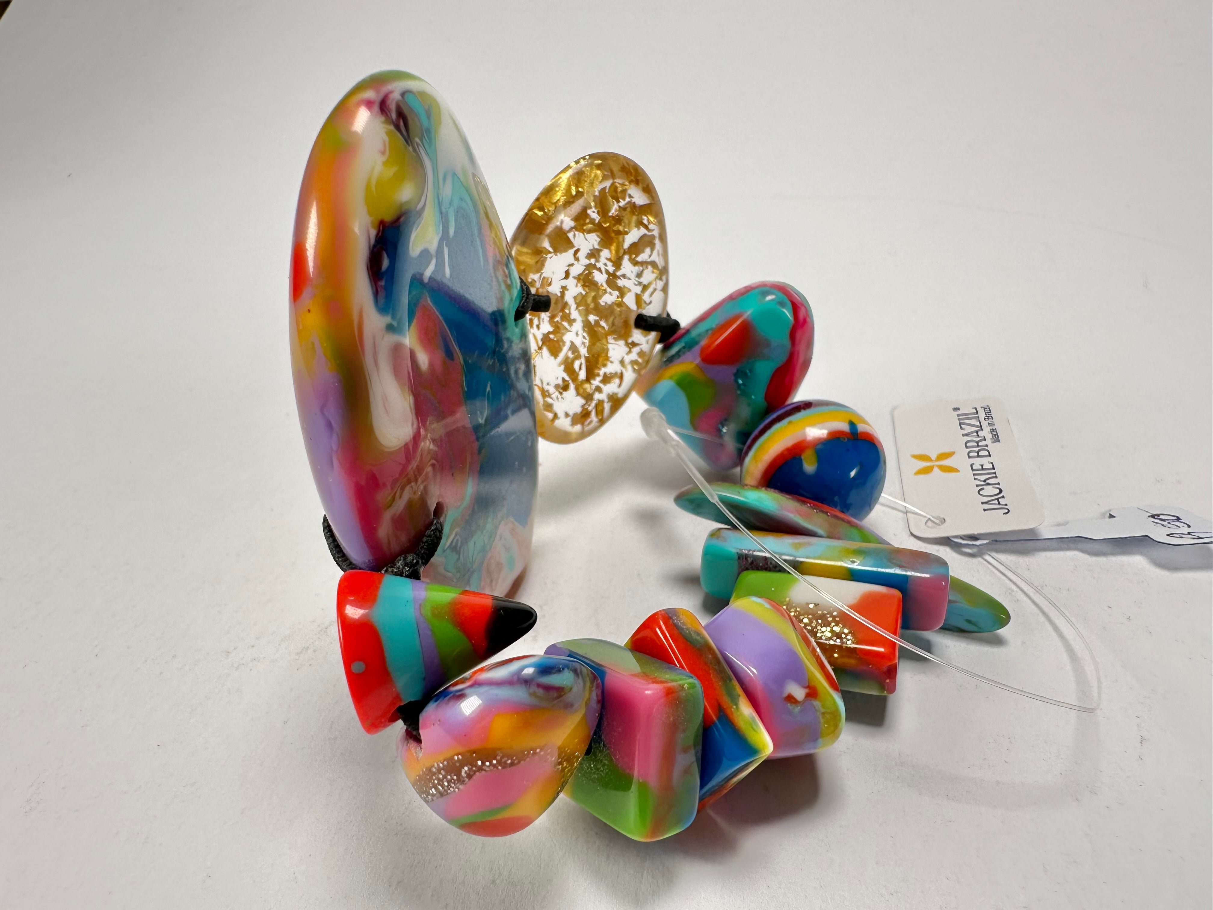 Jackie Brazil "Fusion" Mix Colours Multi Bead Resin Bracelet ( B0050 )