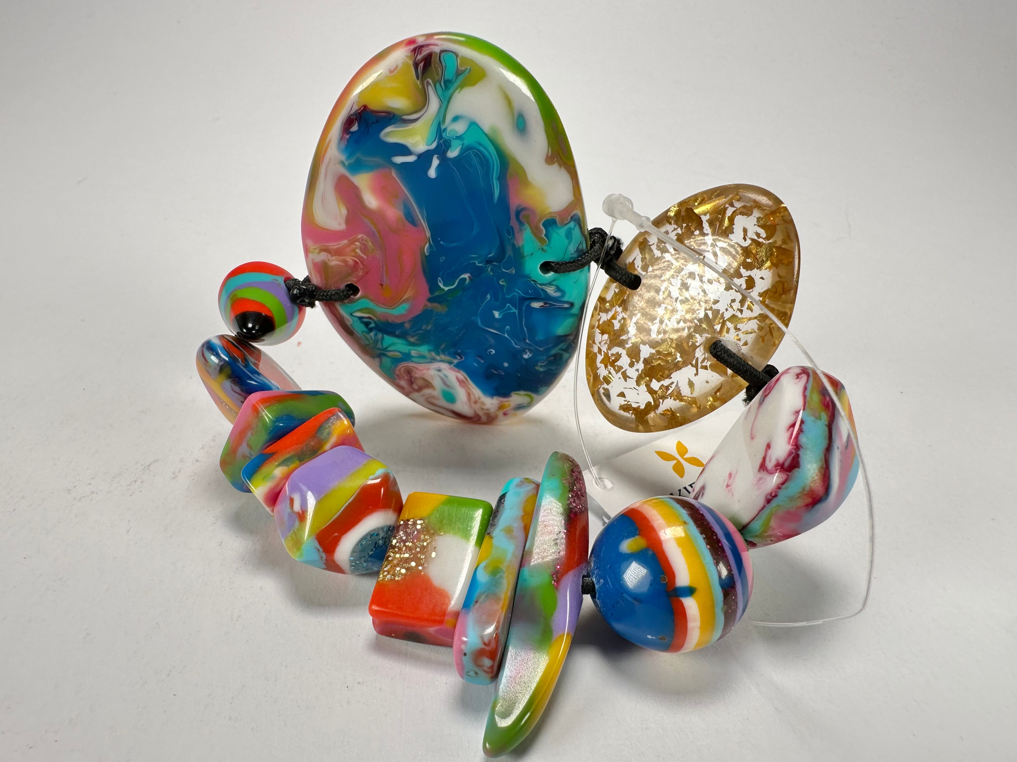 Jackie Brazil "Fusion" Mix Colours Multi Bead Resin Bracelet ( B0050 )