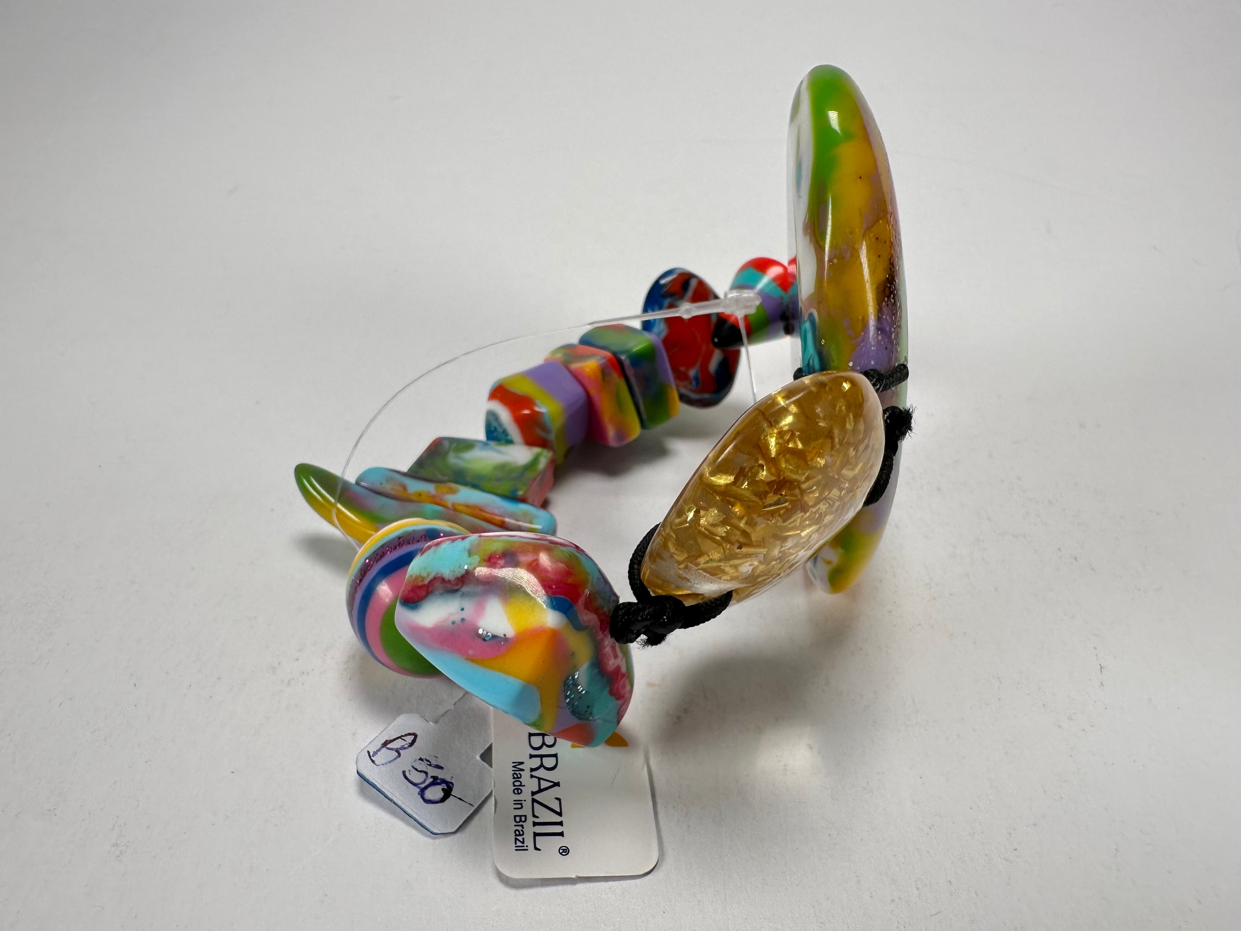 Jackie Brazil "Fusion" Mix Colours Multi Bead Resin Bracelet ( B0050 )