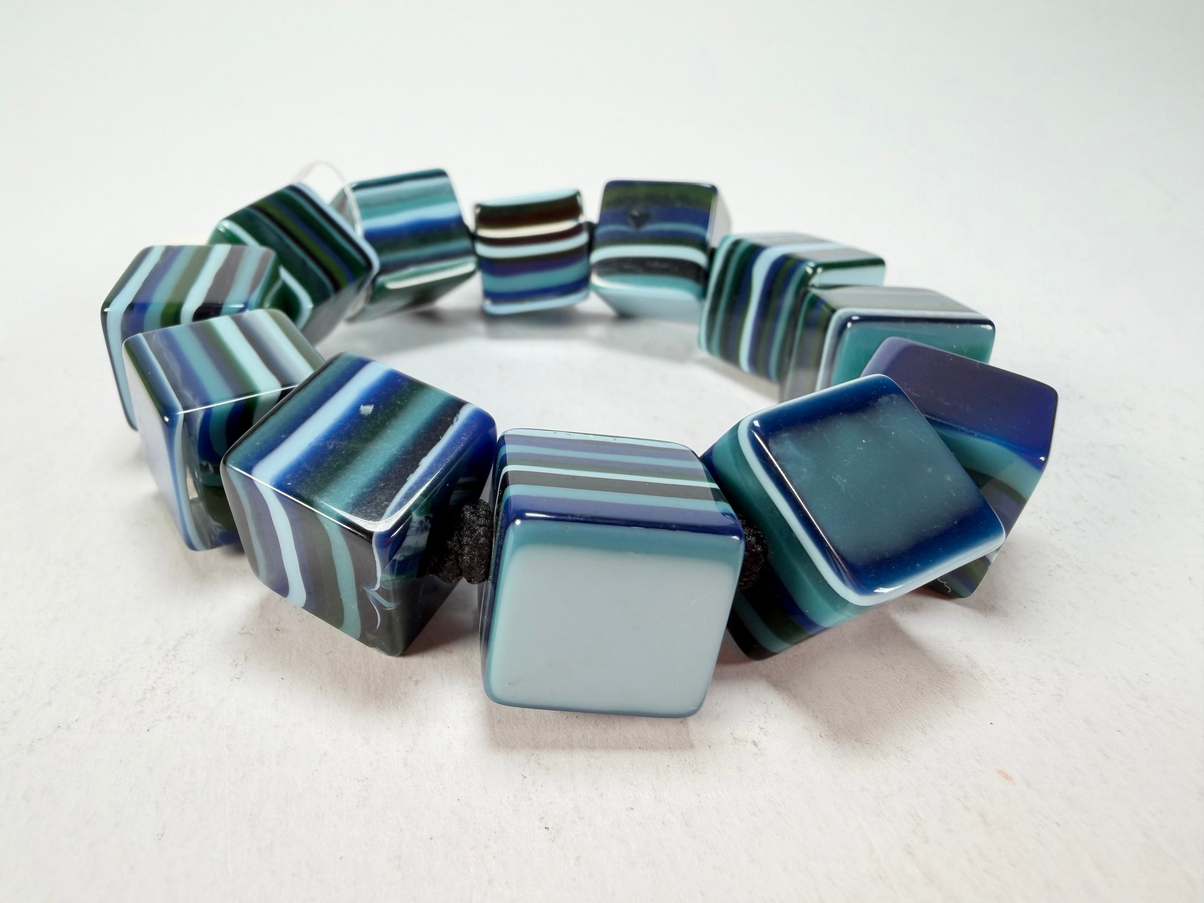Jackie Brazil "POP" Liquorice Blue Mix Small Cubes Bracelet ( B0224 )