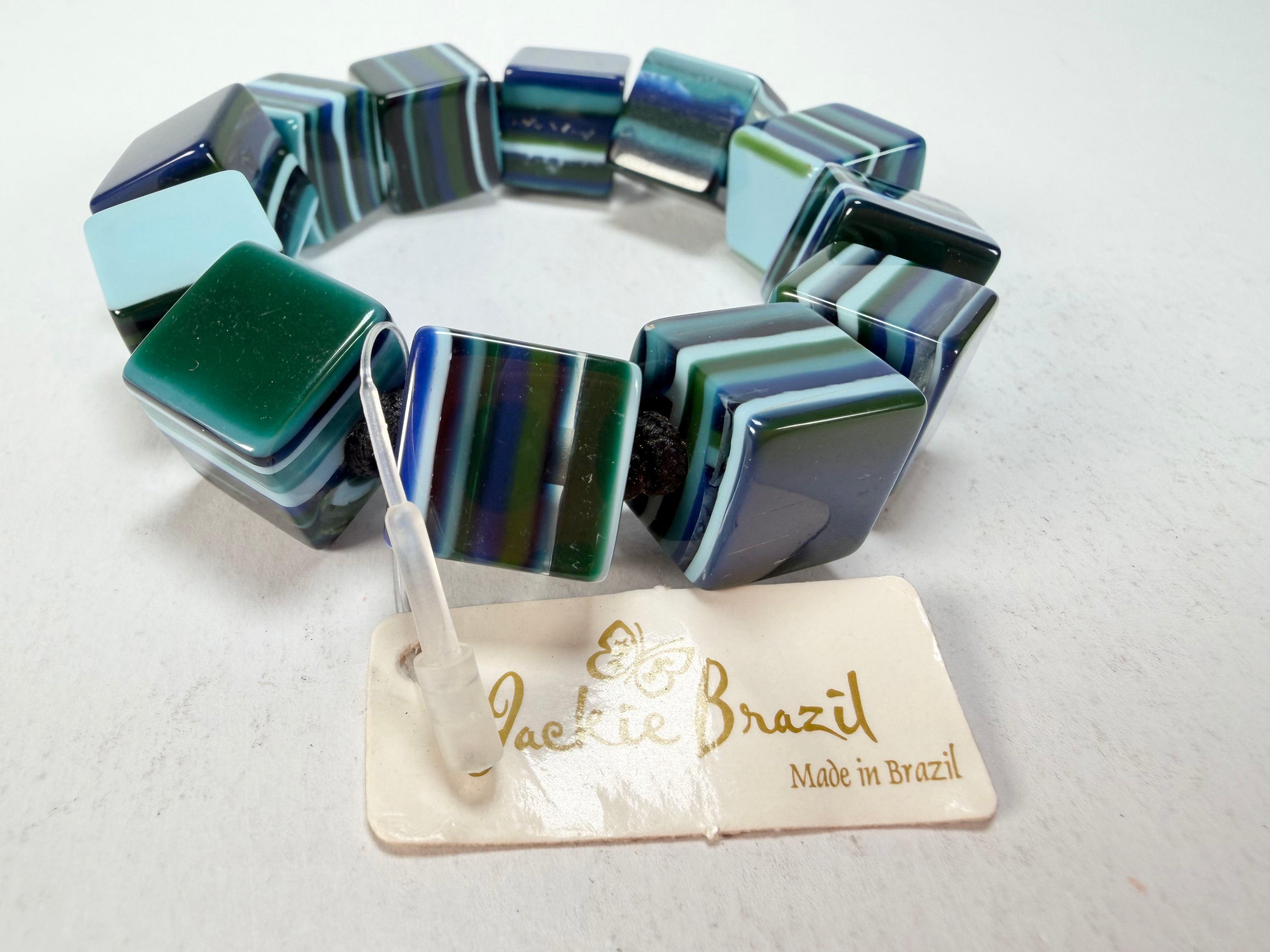 Jackie Brazil "POP" Liquorice Blue Mix Small Cubes Bracelet ( B0224 )
