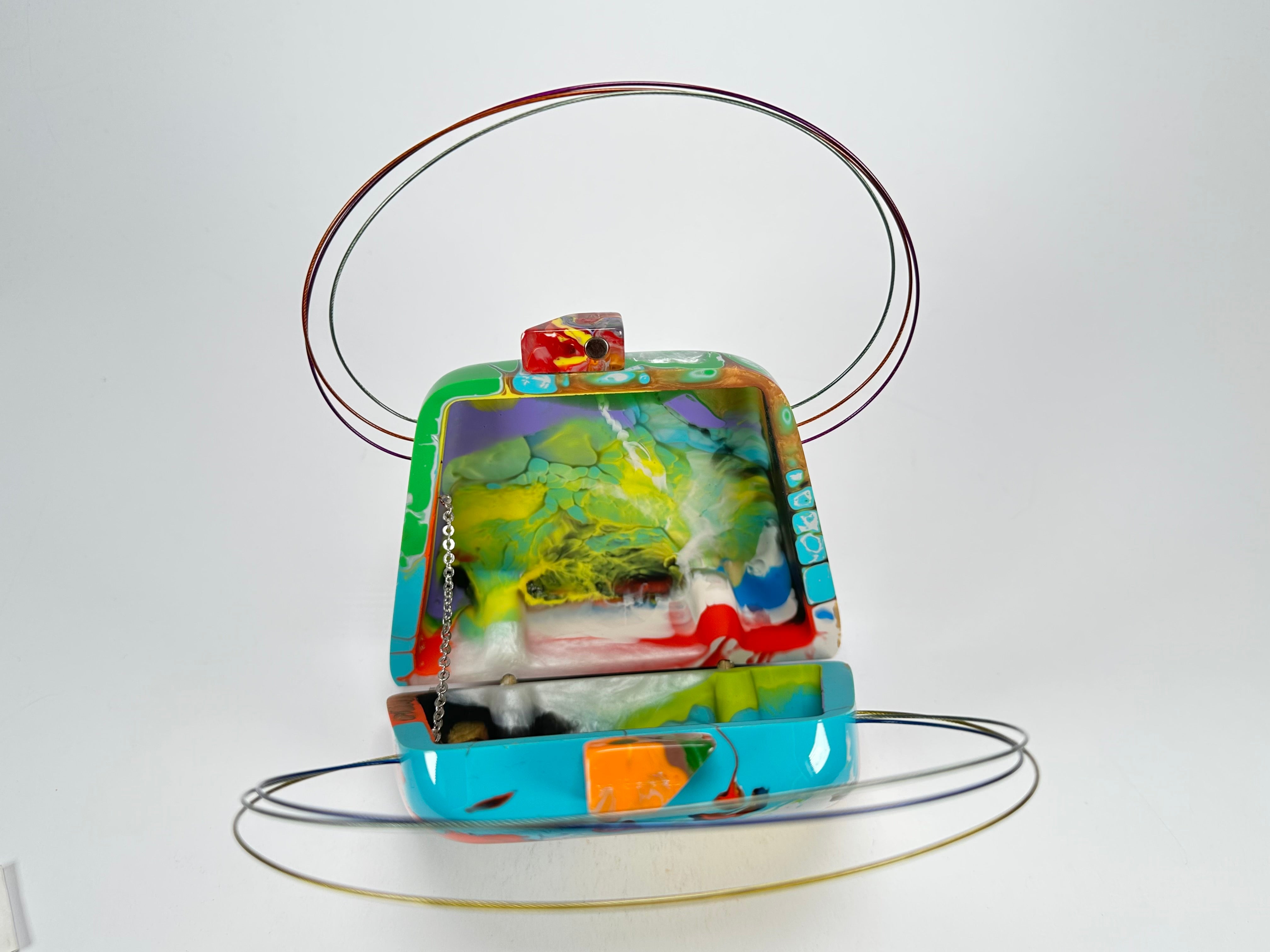 Sobral - Multi-Colour "Miranda " Pollock Resin Clutch Bag / Handbag ( 002390 )