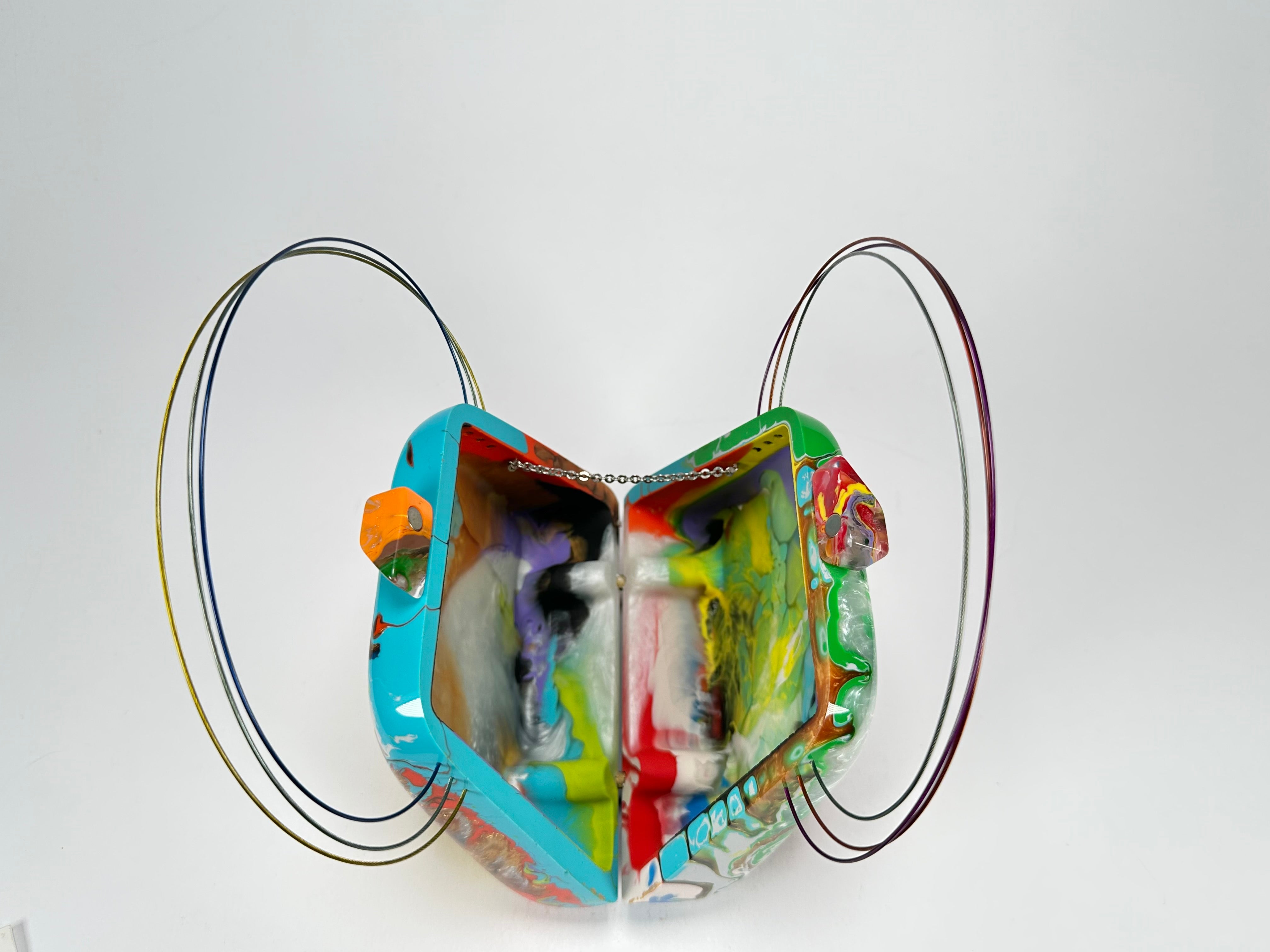Sobral - Multi-Colour "Miranda " Pollock Resin Clutch Bag / Handbag ( 002390 )
