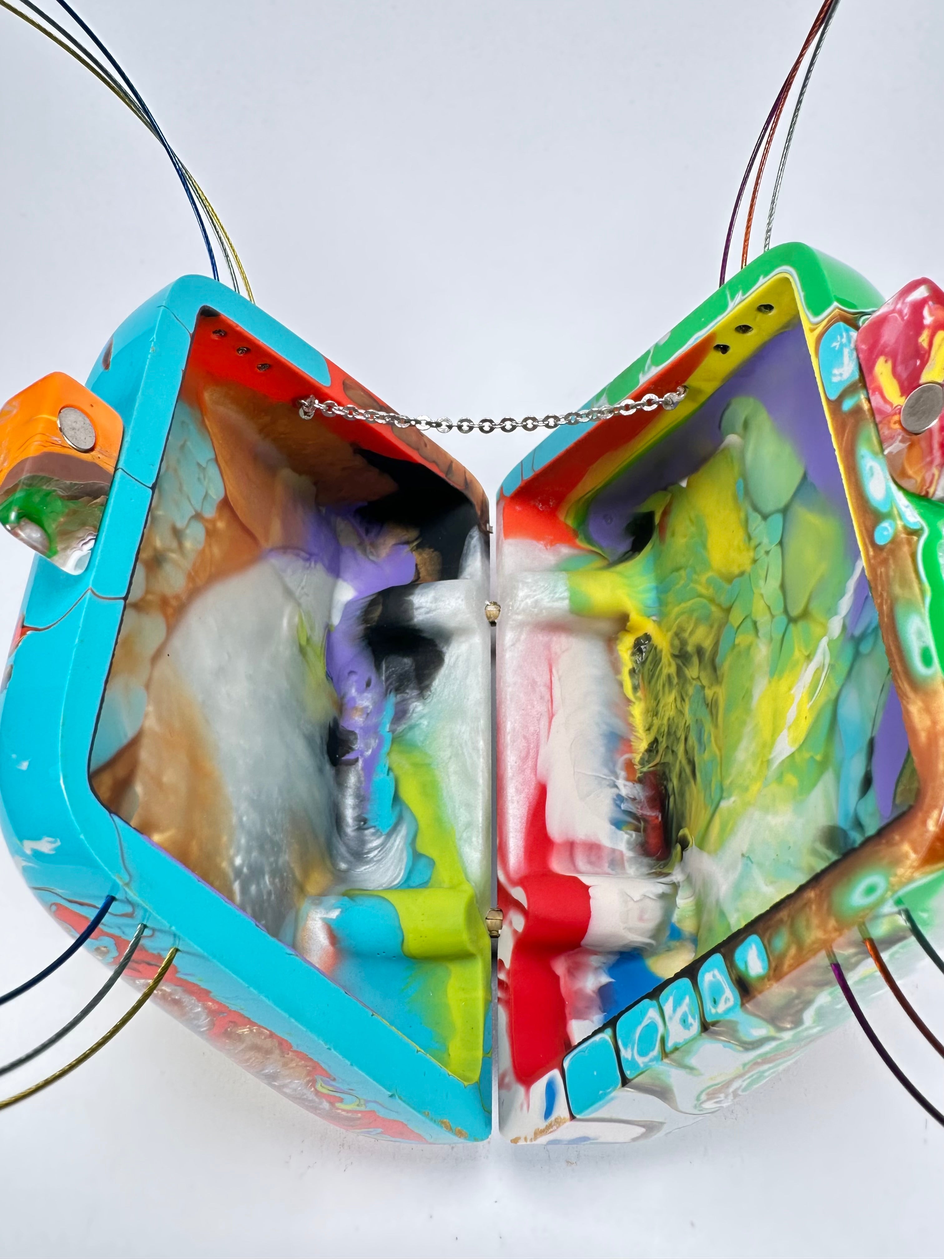 Sobral - Multi-Colour "Miranda " Pollock Resin Clutch Bag / Handbag ( 002390 )