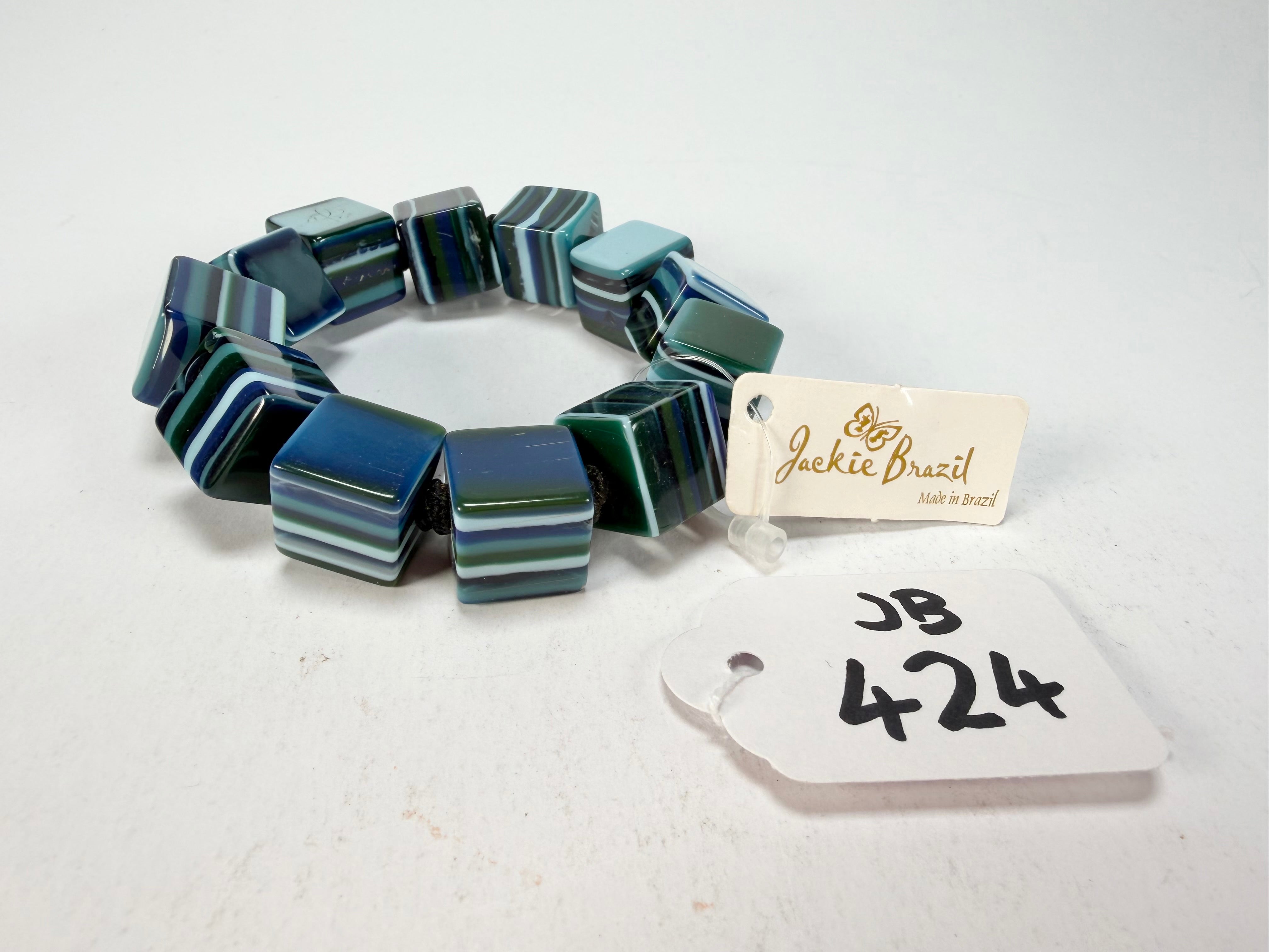 Jackie Brazil "POP" Liquorice Blue Mix Small Cubes Bracelet ( B0224 )