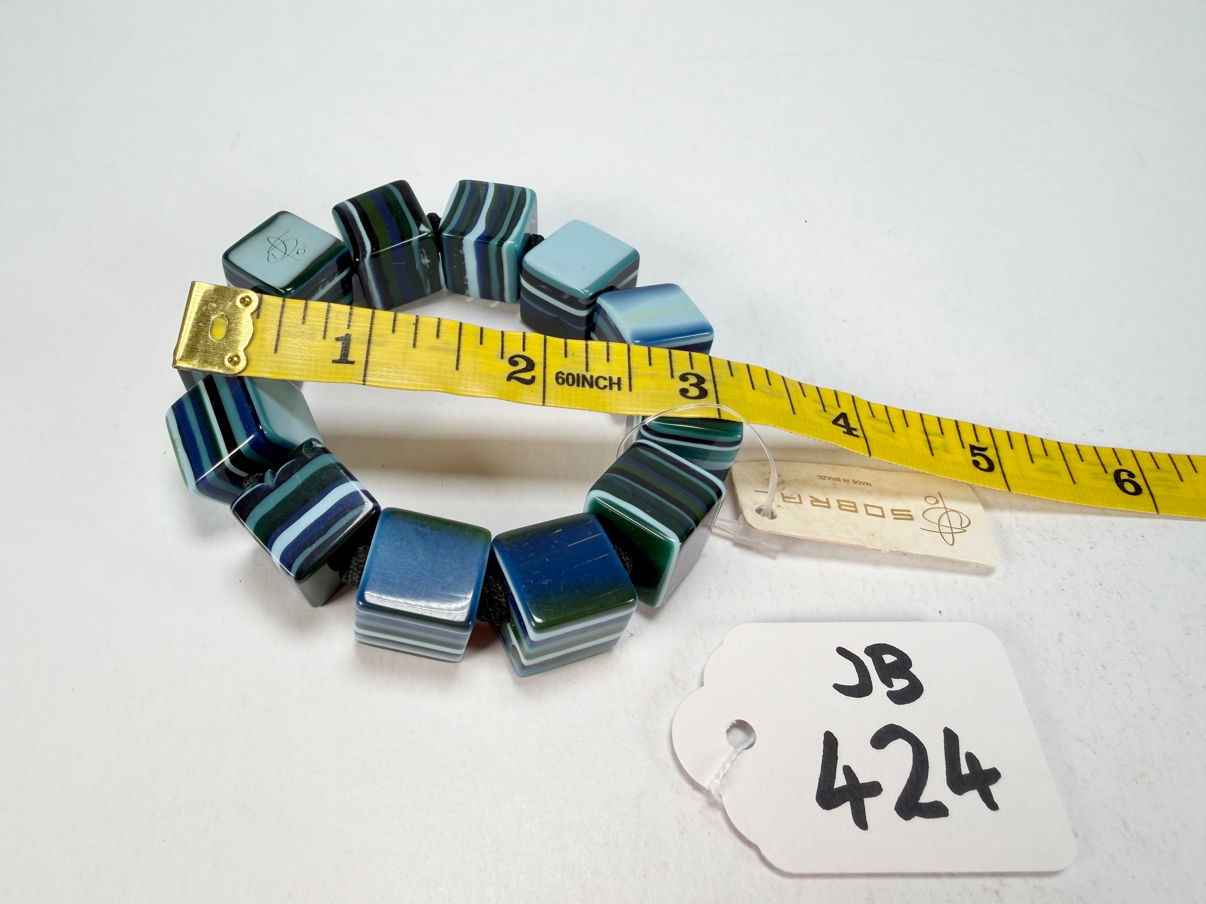 Jackie Brazil "POP" Liquorice Blue Mix Small Cubes Bracelet ( B0224 )
