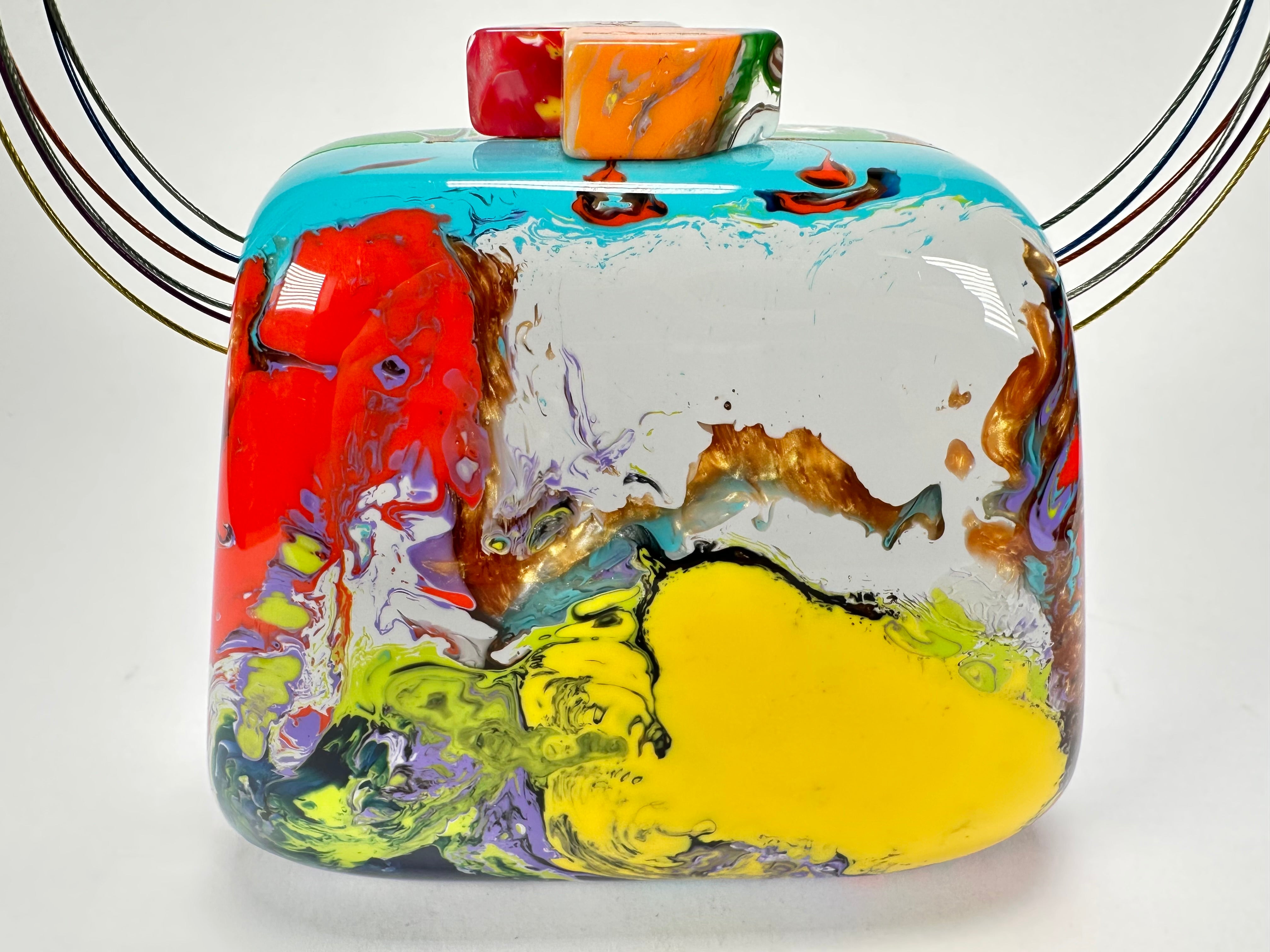 Sobral - Multi-Colour "Miranda " Pollock Resin Clutch Bag / Handbag ( 002390 )