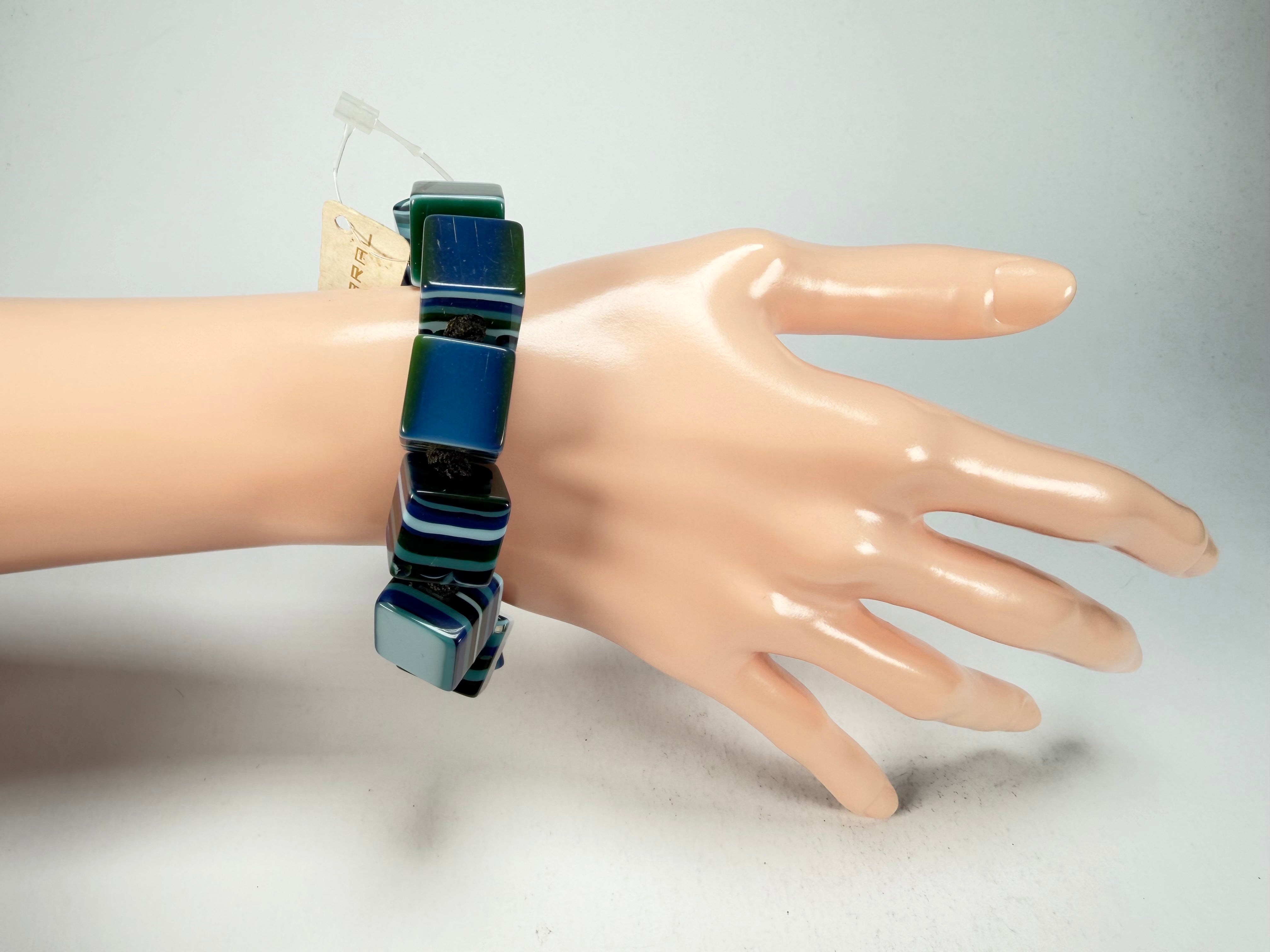 Jackie Brazil "POP" Liquorice Blue Mix Small Cubes Bracelet ( B0224 )