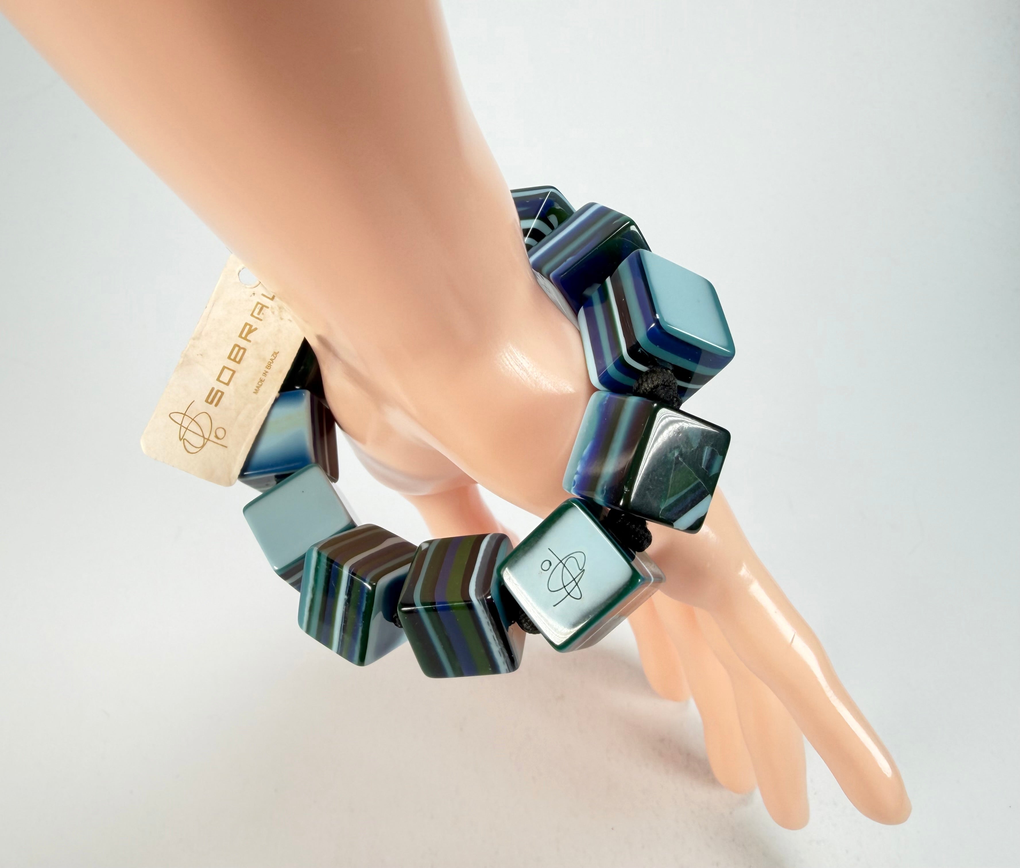 Jackie Brazil "POP" Liquorice Blue Mix Small Cubes Bracelet ( B0224 )