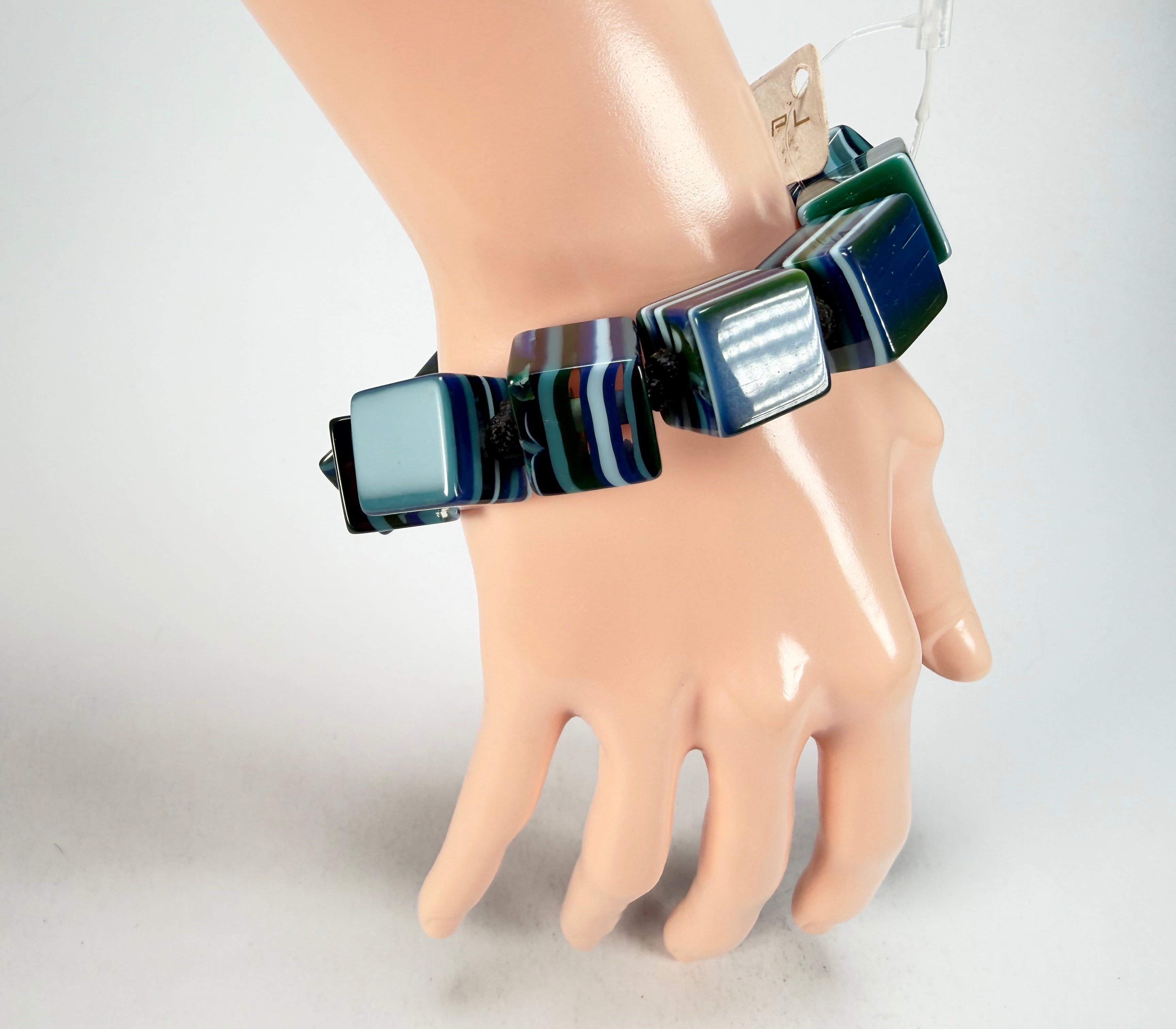 Jackie Brazil "POP" Liquorice Blue Mix Small Cubes Bracelet ( B0224 )