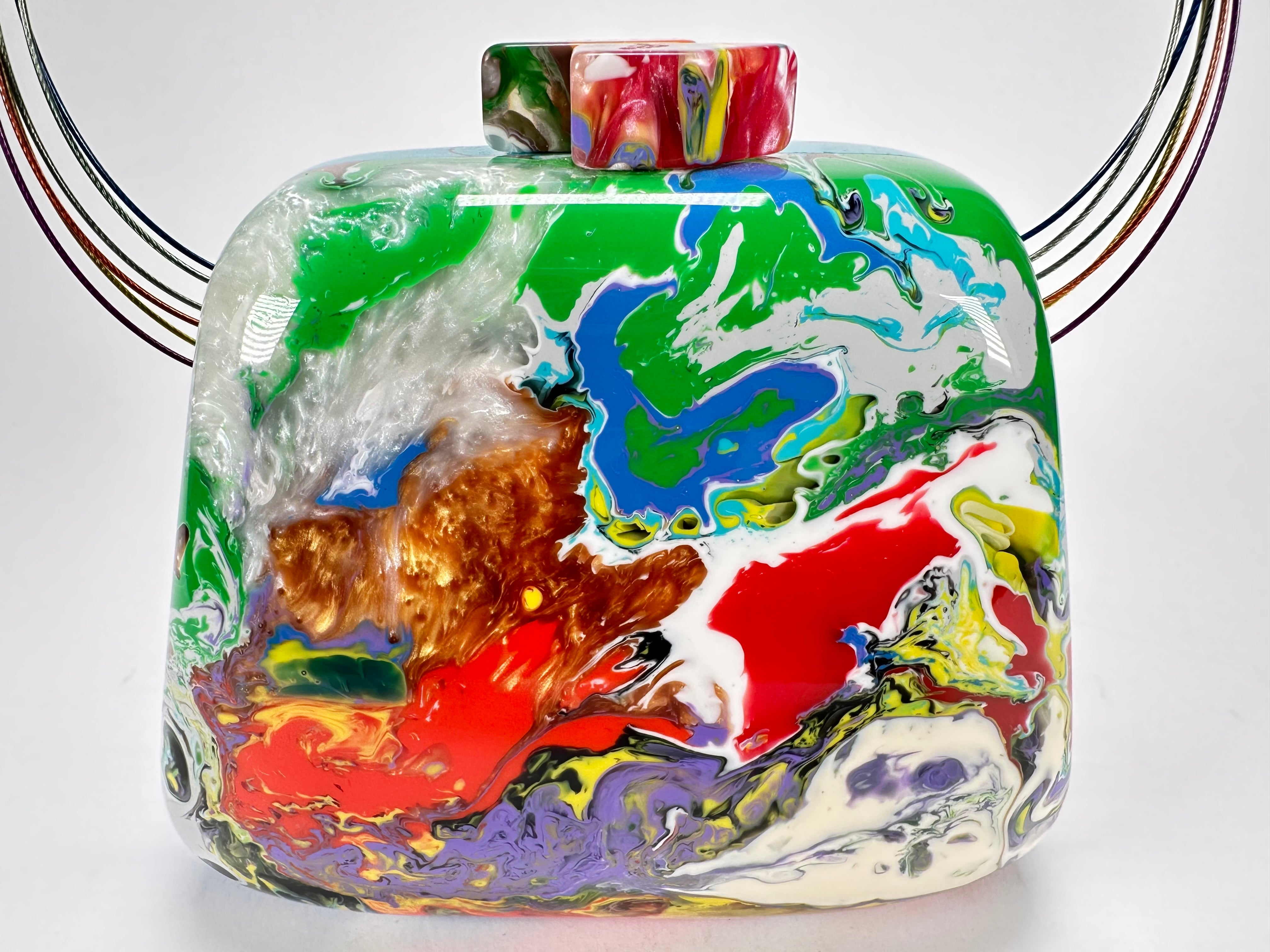 Sobral - Multi-Colour "Miranda " Pollock Resin Clutch Bag / Handbag ( 002390 )