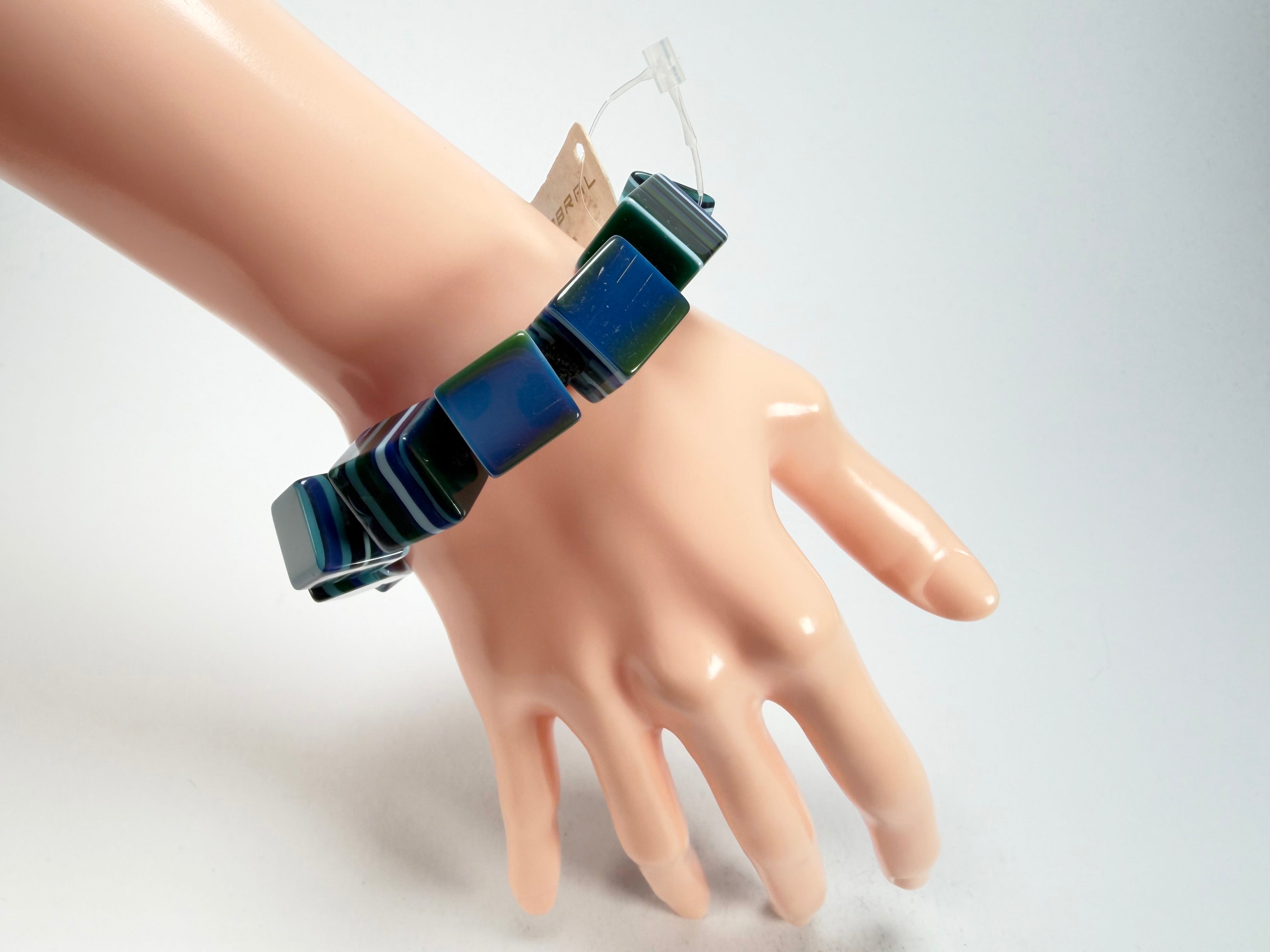Jackie Brazil "POP" Liquorice Blue Mix Small Cubes Bracelet ( B0224 )