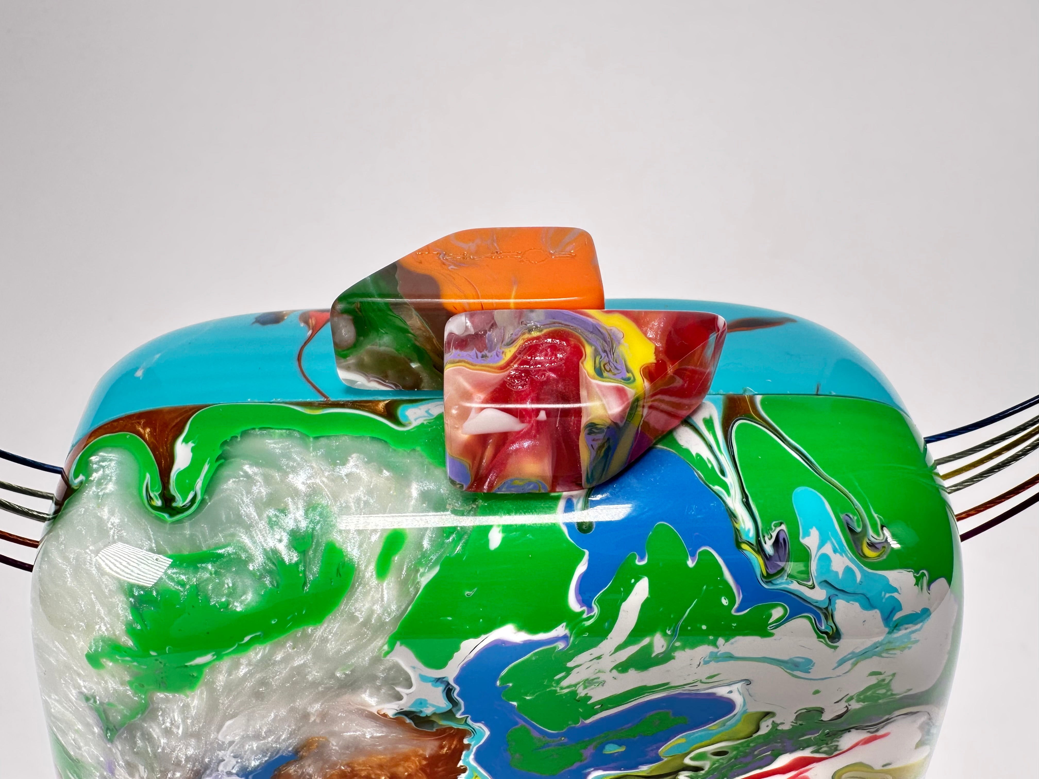 Sobral - Multi-Colour "Miranda " Pollock Resin Clutch Bag / Handbag ( 002390 )
