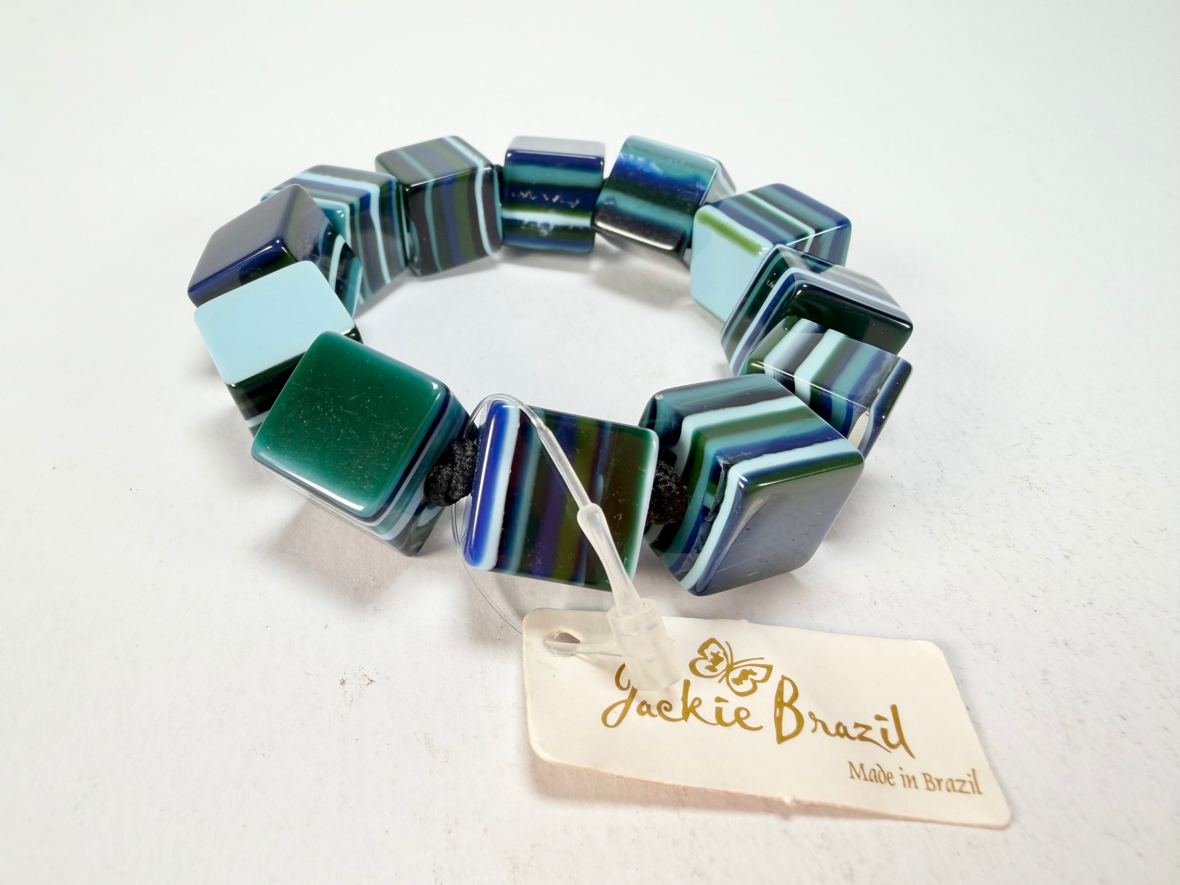 Jackie Brazil "POP" Liquorice Blue Mix Small Cubes Bracelet ( B0224 )