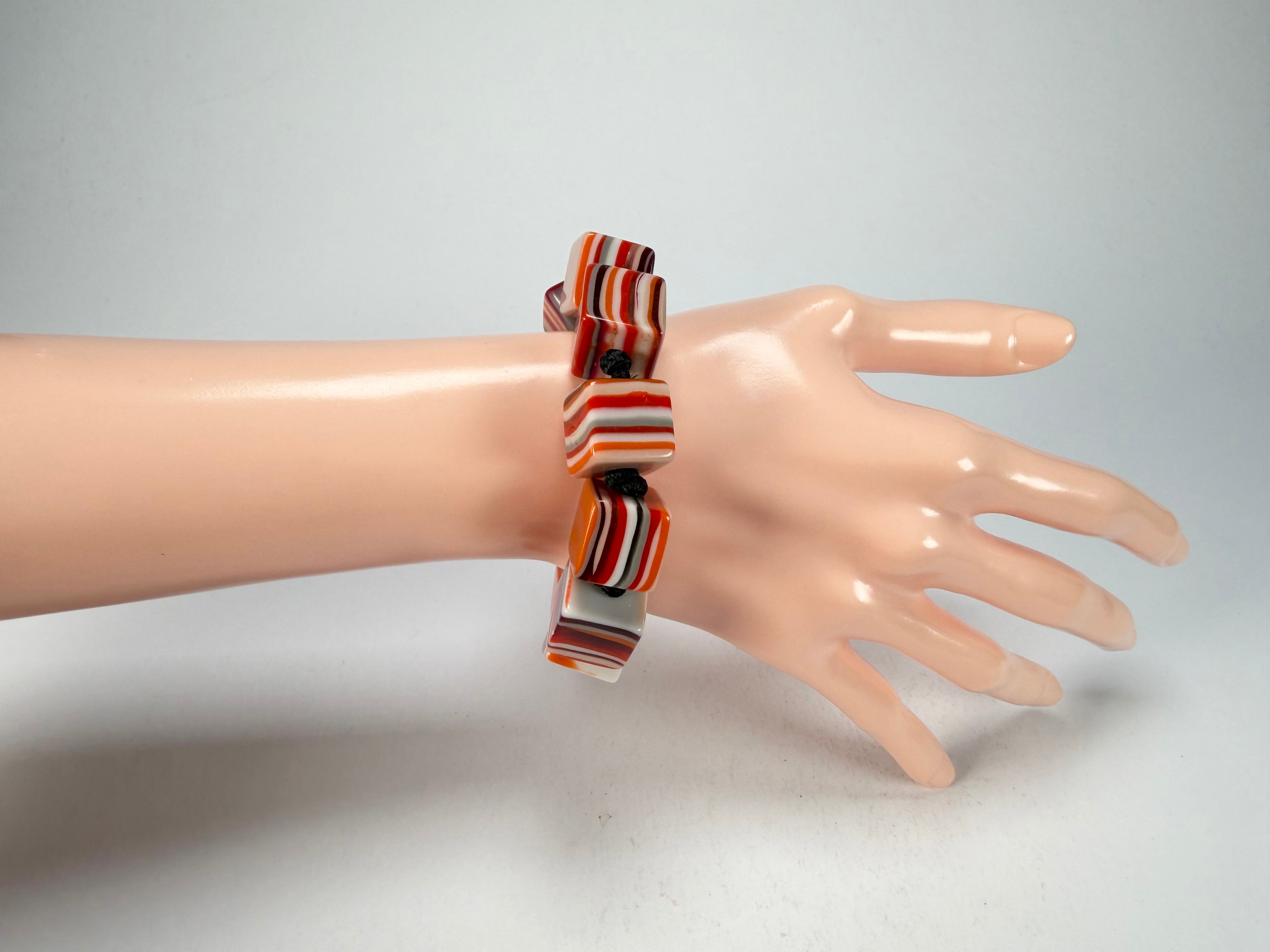 Jackie Brazil "POP" Liquorice Orange Mix Small Cubes Bracelet ( B0224 )