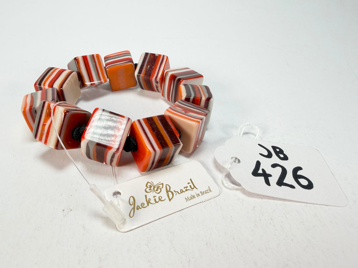 Jackie Brazil "POP" Liquorice Orange Mix Small Cubes Bracelet ( B0224 )