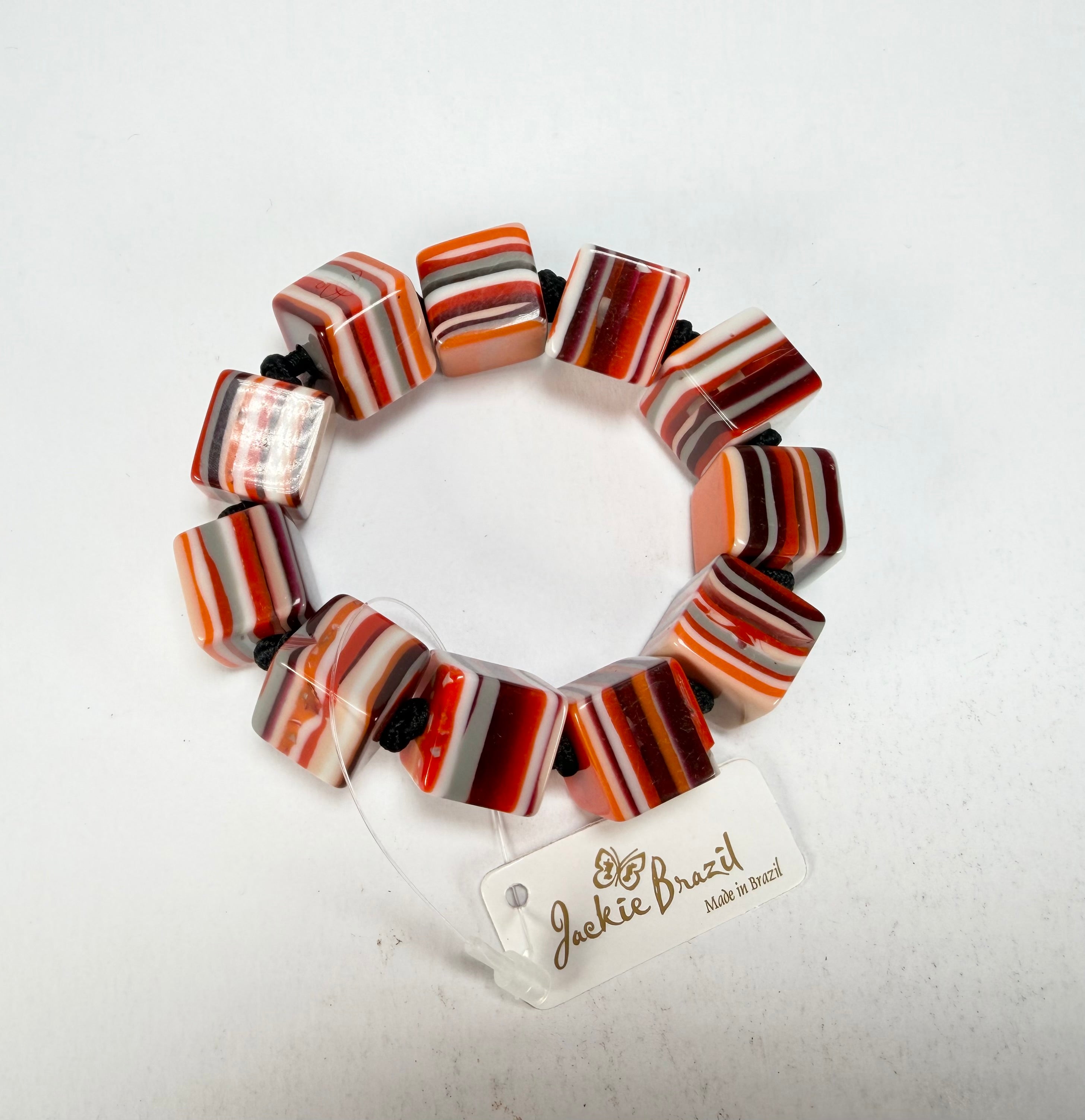 Jackie Brazil "POP" Liquorice Orange Mix Small Cubes Bracelet ( B0224 )