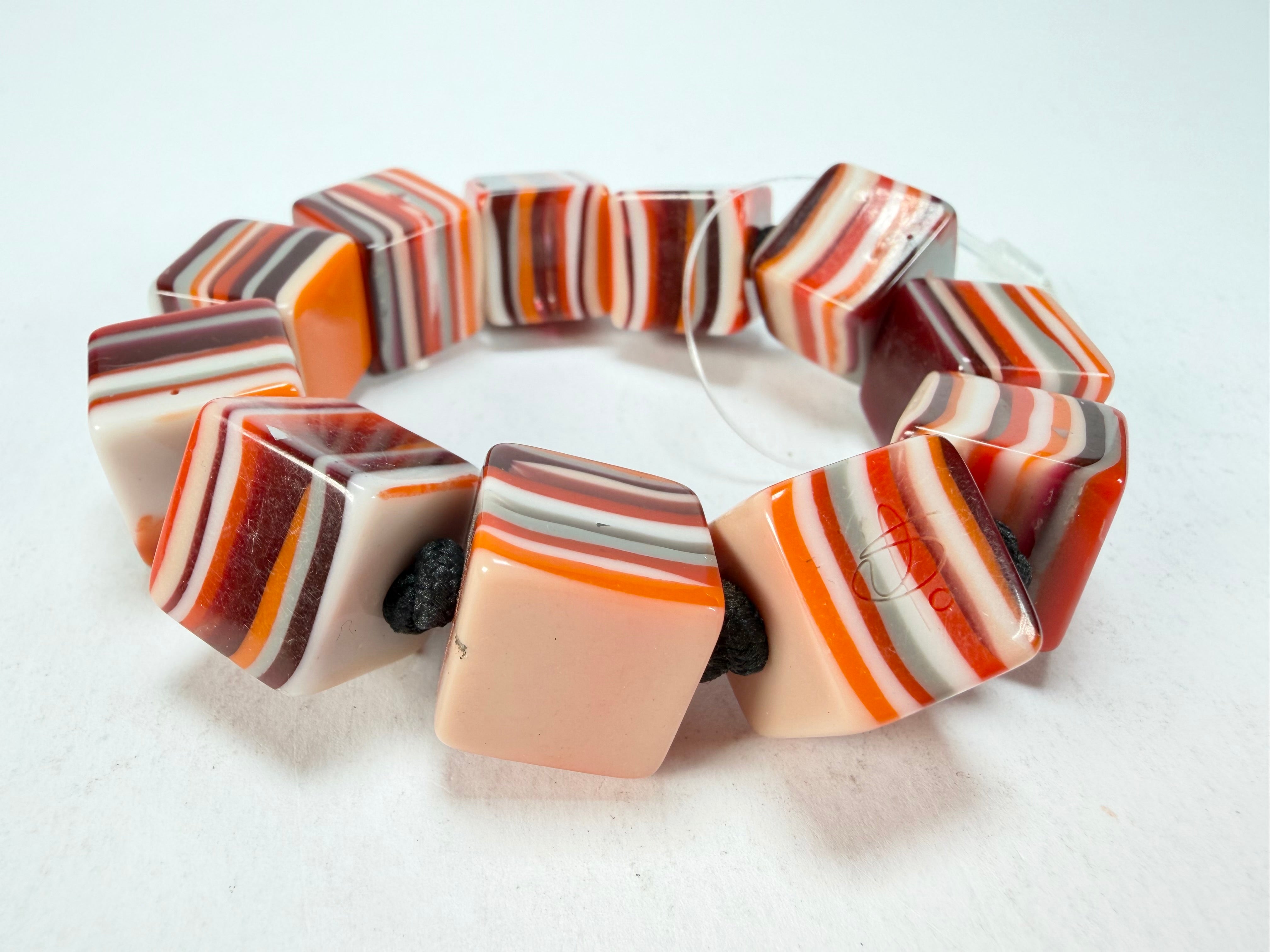 Jackie Brazil "POP" Liquorice Orange Mix Small Cubes Bracelet ( B0224 )