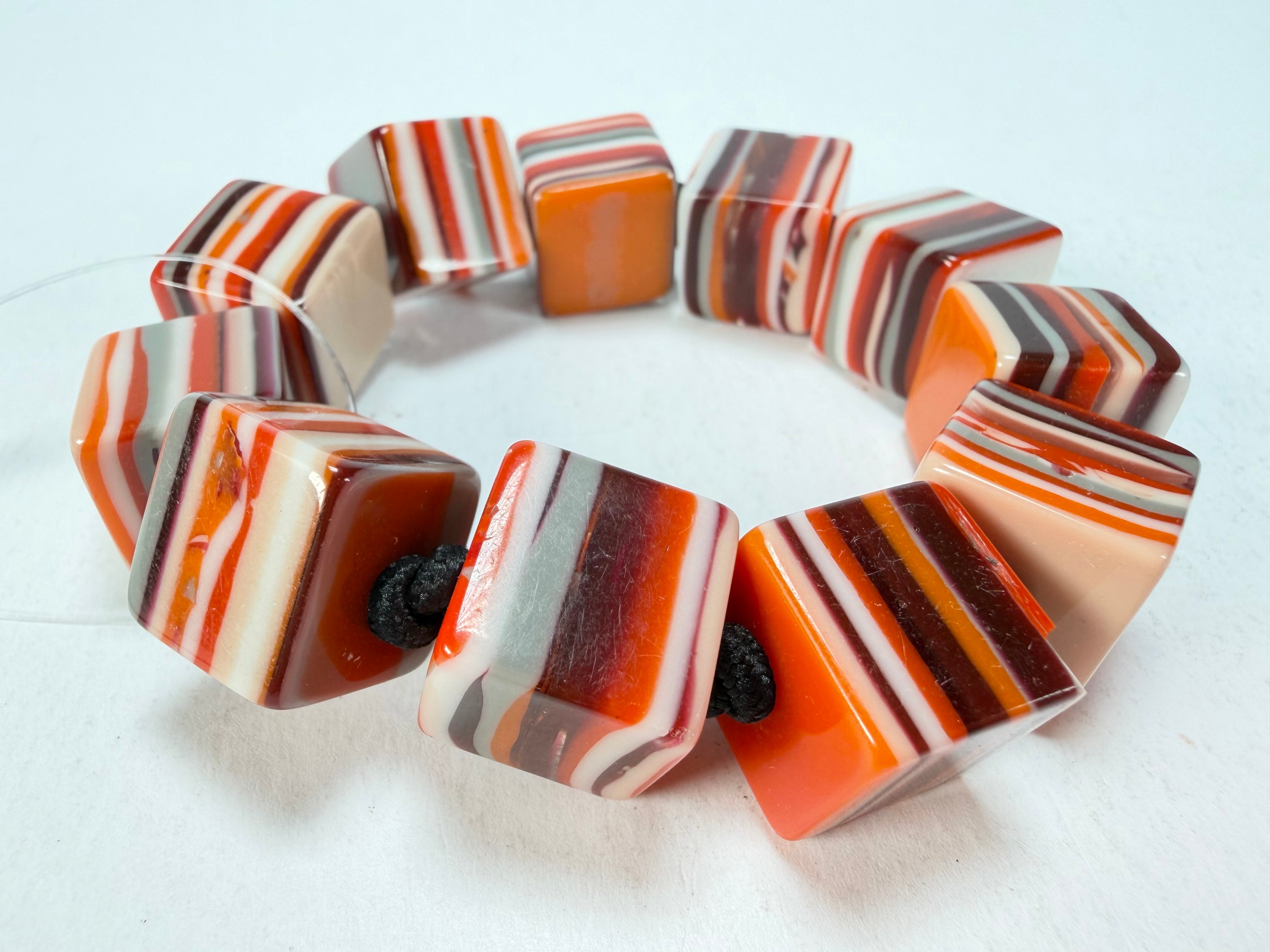 Jackie Brazil "POP" Liquorice Orange Mix Small Cubes Bracelet ( B0224 )