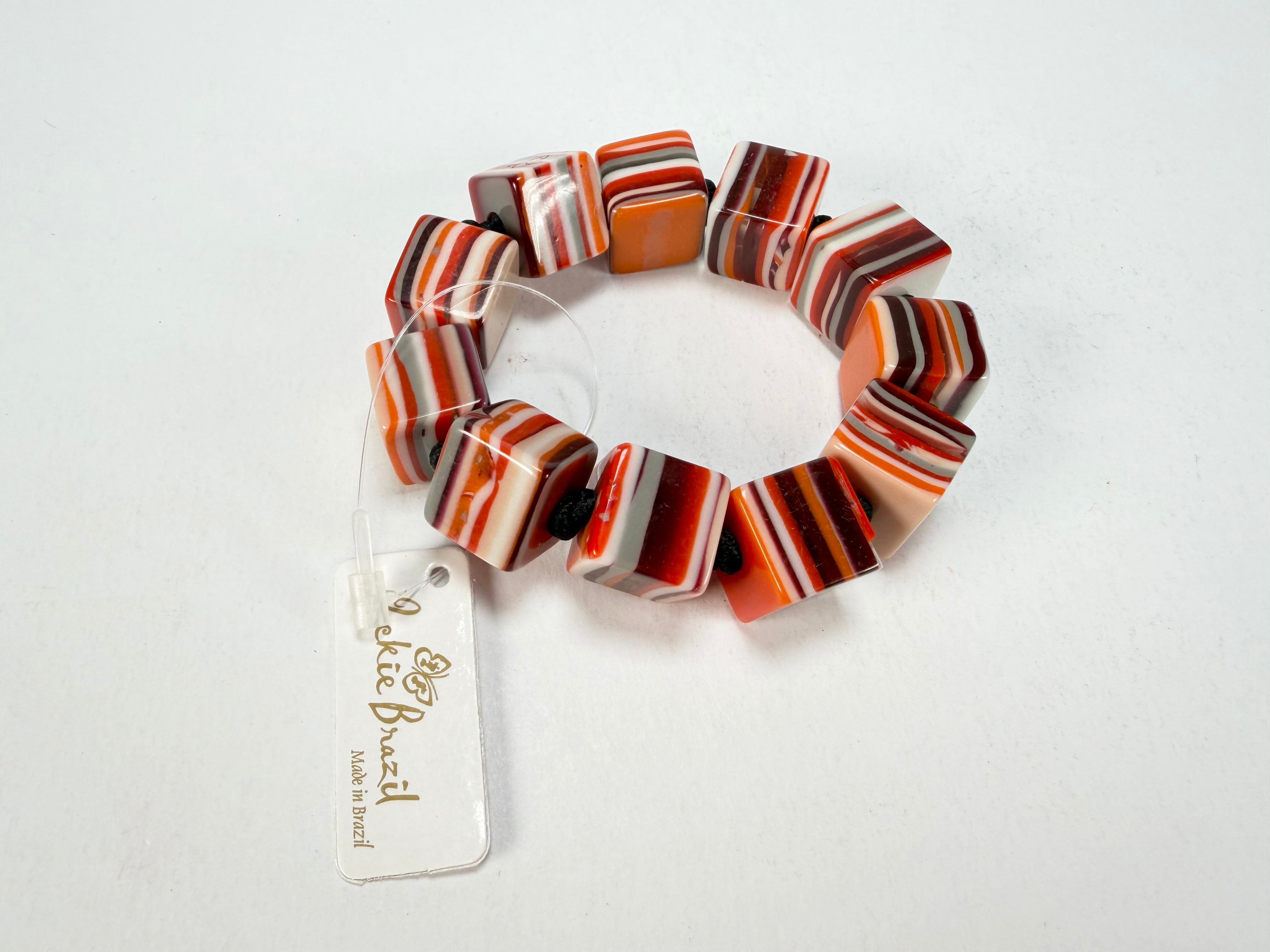 Jackie Brazil "POP" Liquorice Orange Mix Small Cubes Bracelet ( B0224 )