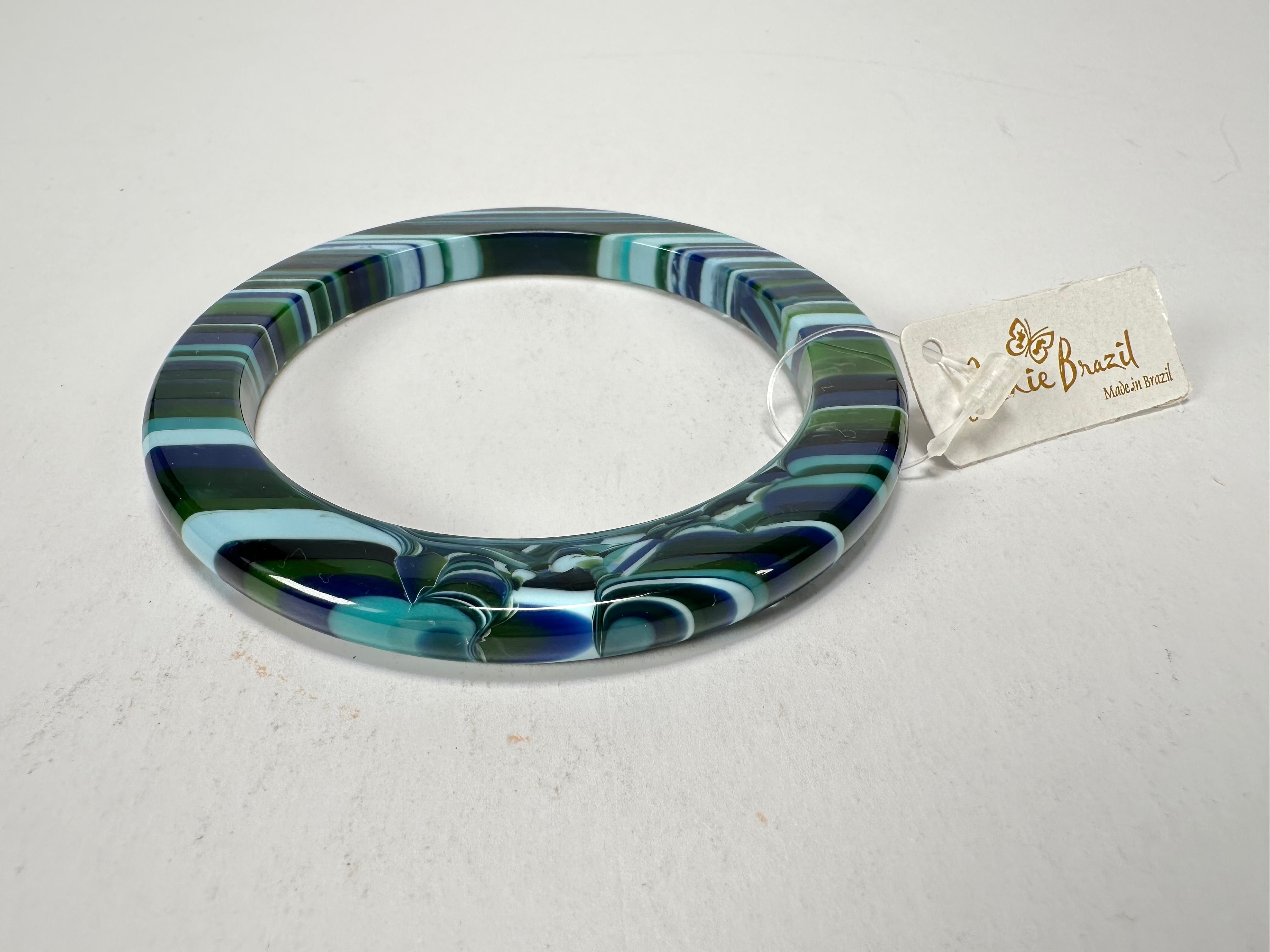 Jackie Brazil "Olympic Circles" Liquorice Allsorts Blue Mix 0.5cm Resin Bangle ( B2336 )
