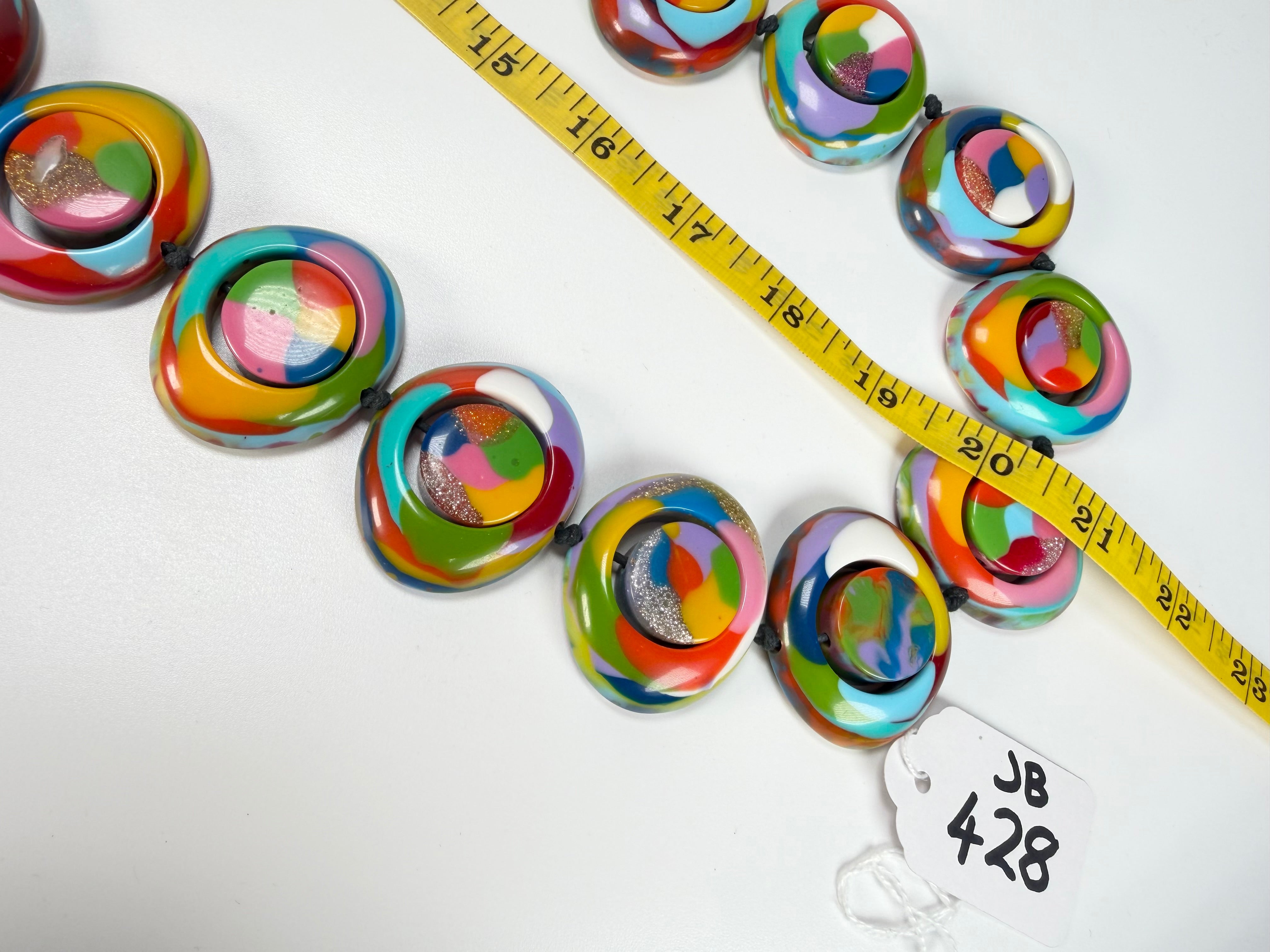 Jackie Brazil "Saturn" Kandinsky Disc & Cylinder Long 110cm Necklace ( N0067 )