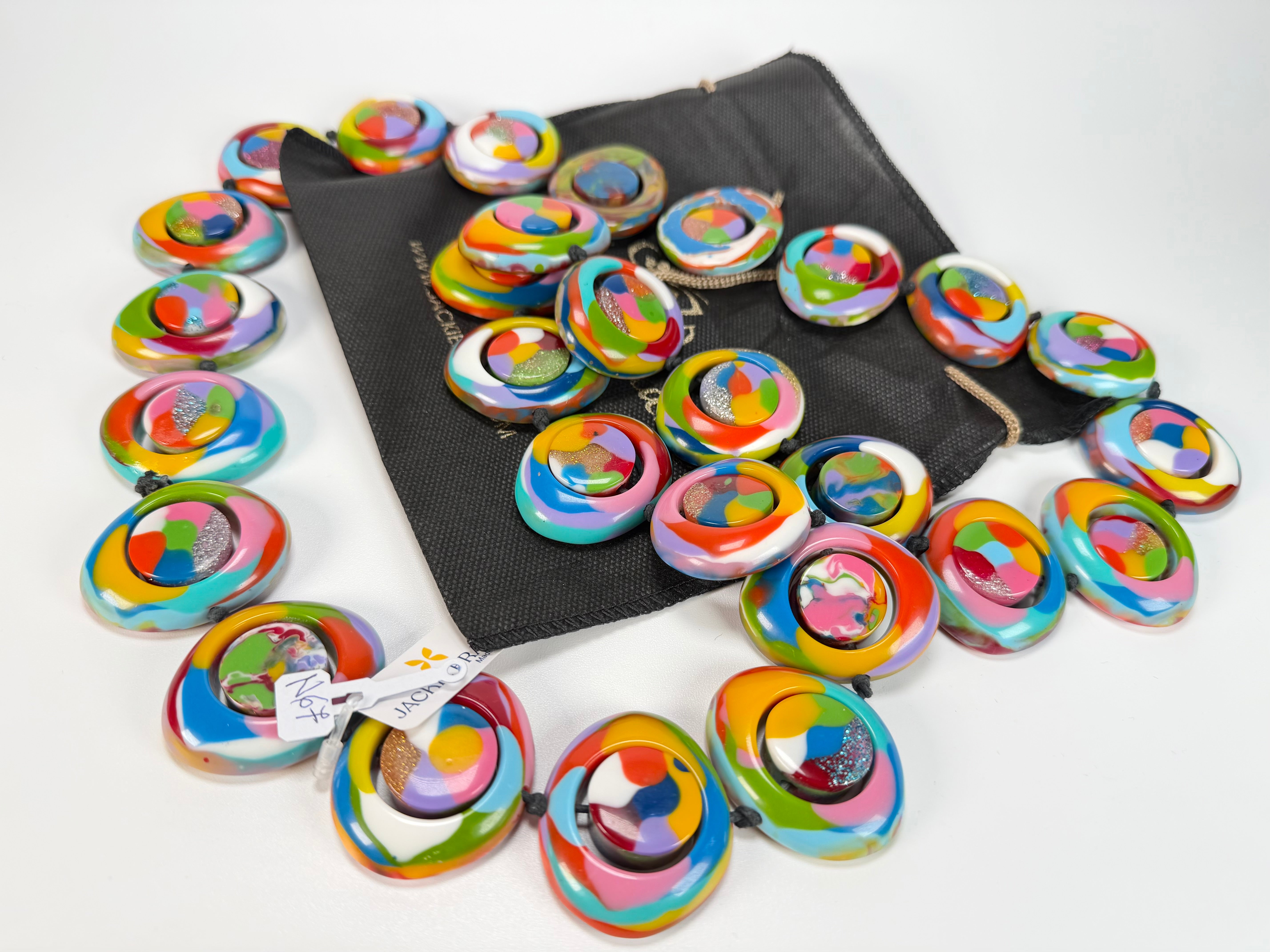 Jackie Brazil "Saturn" Kandinsky Disc & Cylinder Long 110cm Necklace ( N0067 )
