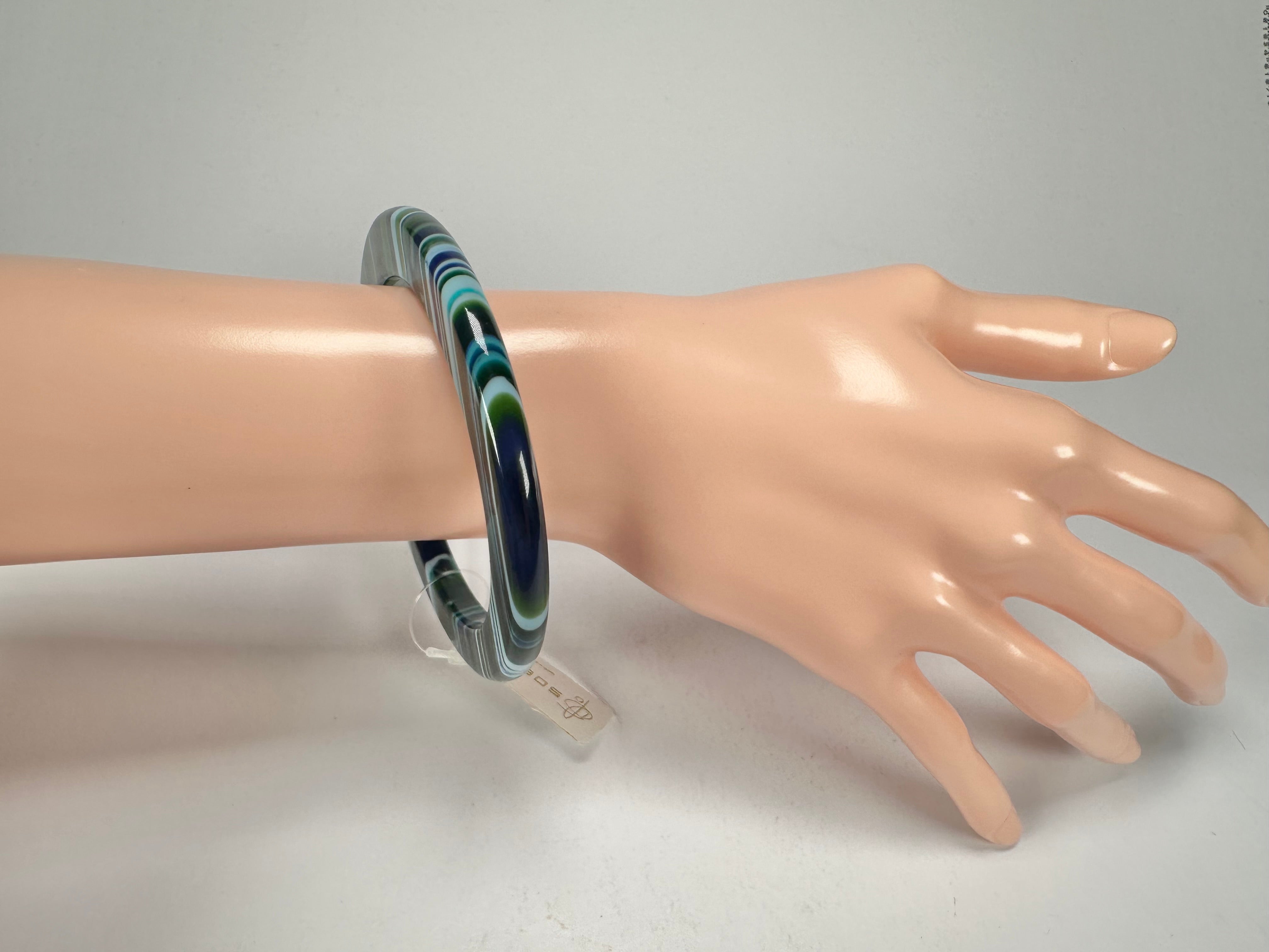 Jackie Brazil "Olympic Circles" Liquorice Allsorts Blue Mix 0.5cm Resin Bangle ( B2336 )
