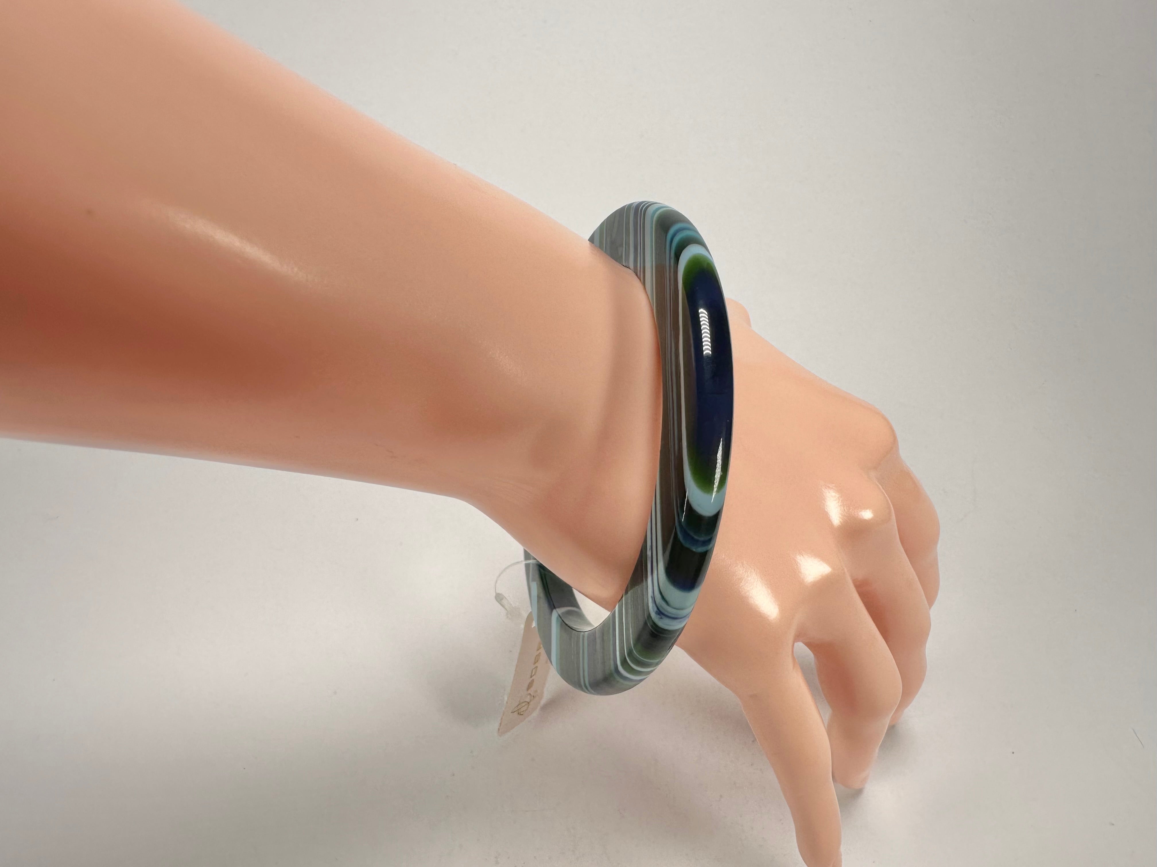 Jackie Brazil "Olympic Circles" Liquorice Allsorts Blue Mix 0.5cm Resin Bangle ( B2336 )
