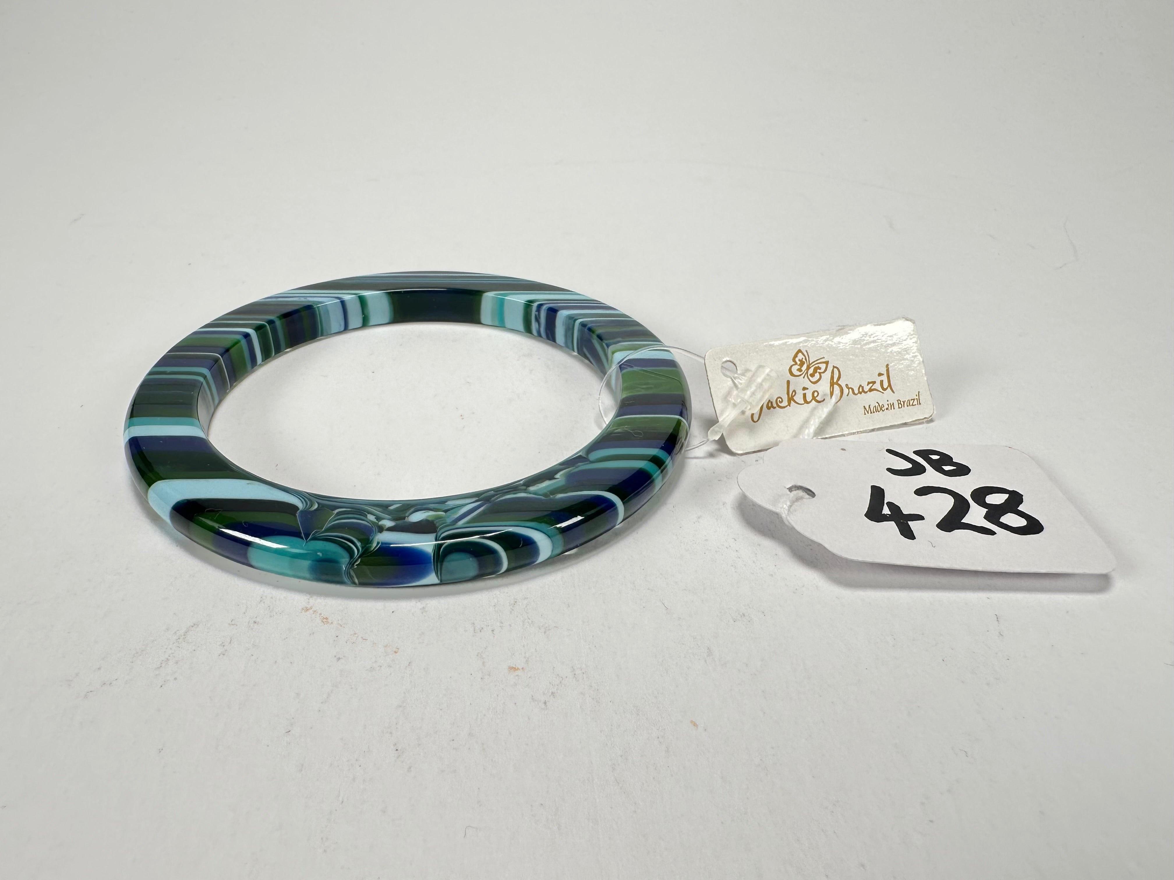 Jackie Brazil "Olympic Circles" Liquorice Allsorts Blue Mix 0.5cm Resin Bangle ( B2336 )