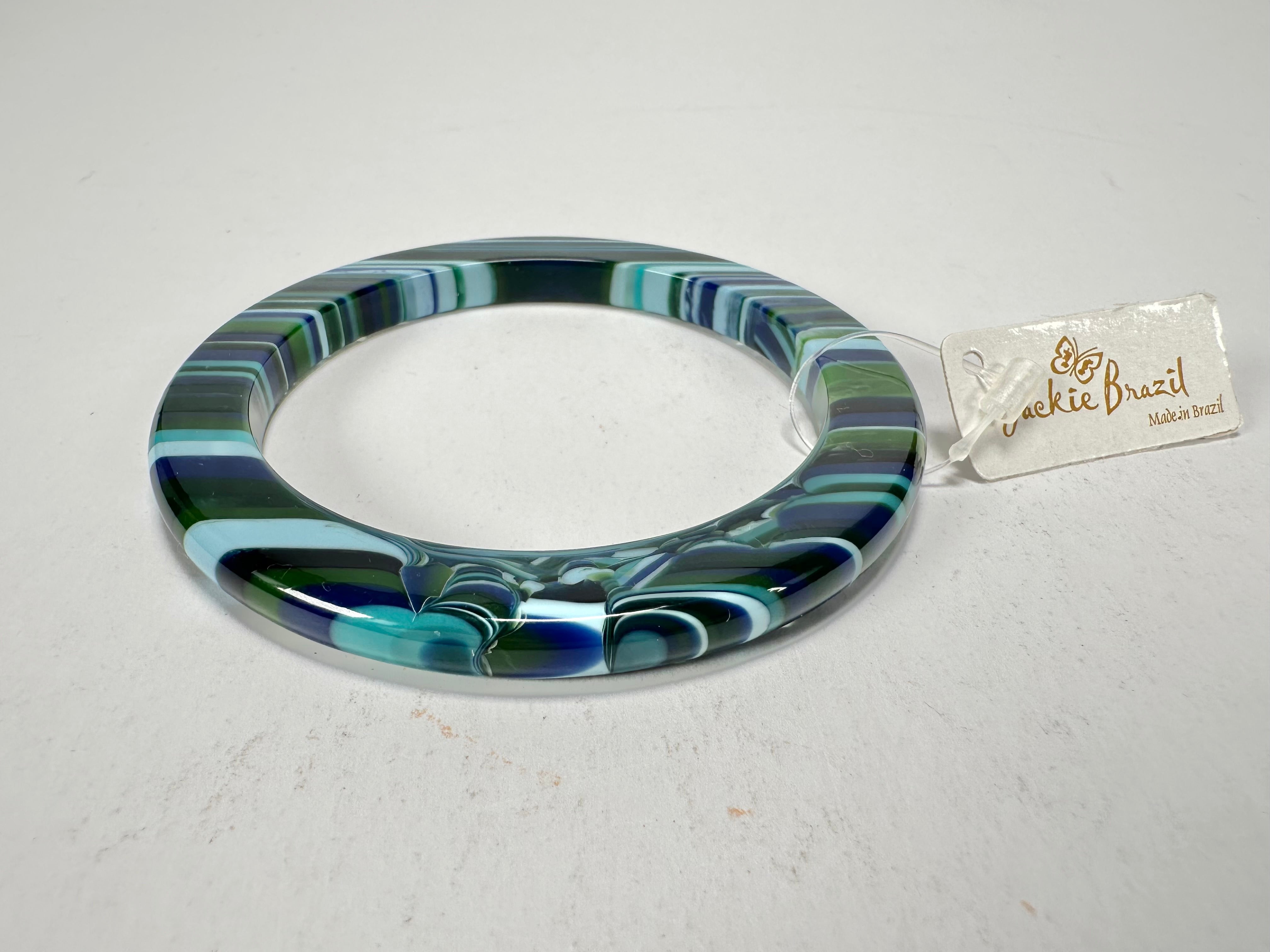 Jackie Brazil "Olympic Circles" Liquorice Allsorts Blue Mix 0.5cm Resin Bangle ( B2336 )