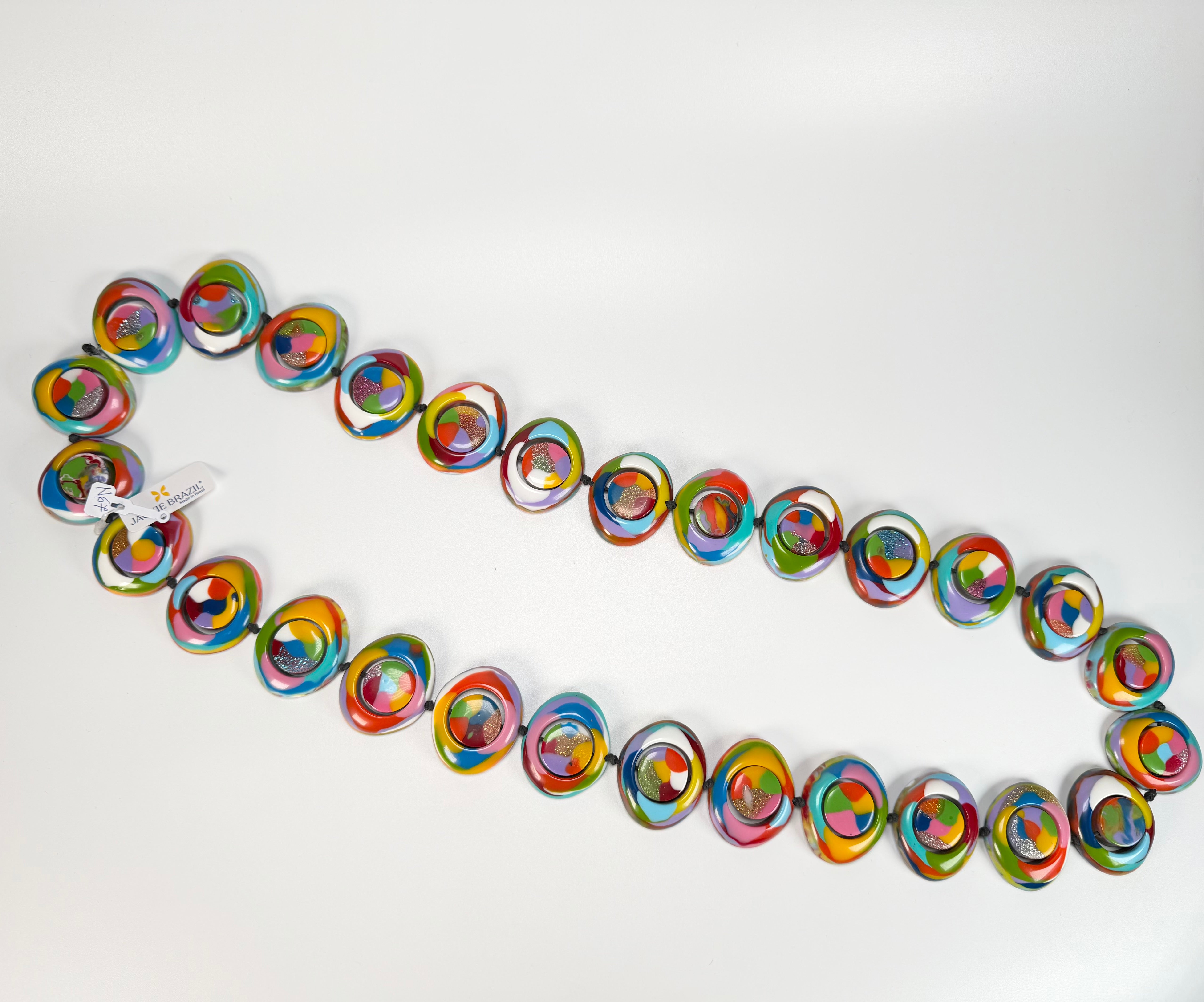 Jackie Brazil "Saturn" Kandinsky Disc & Cylinder Long 110cm Necklace ( N0067 )