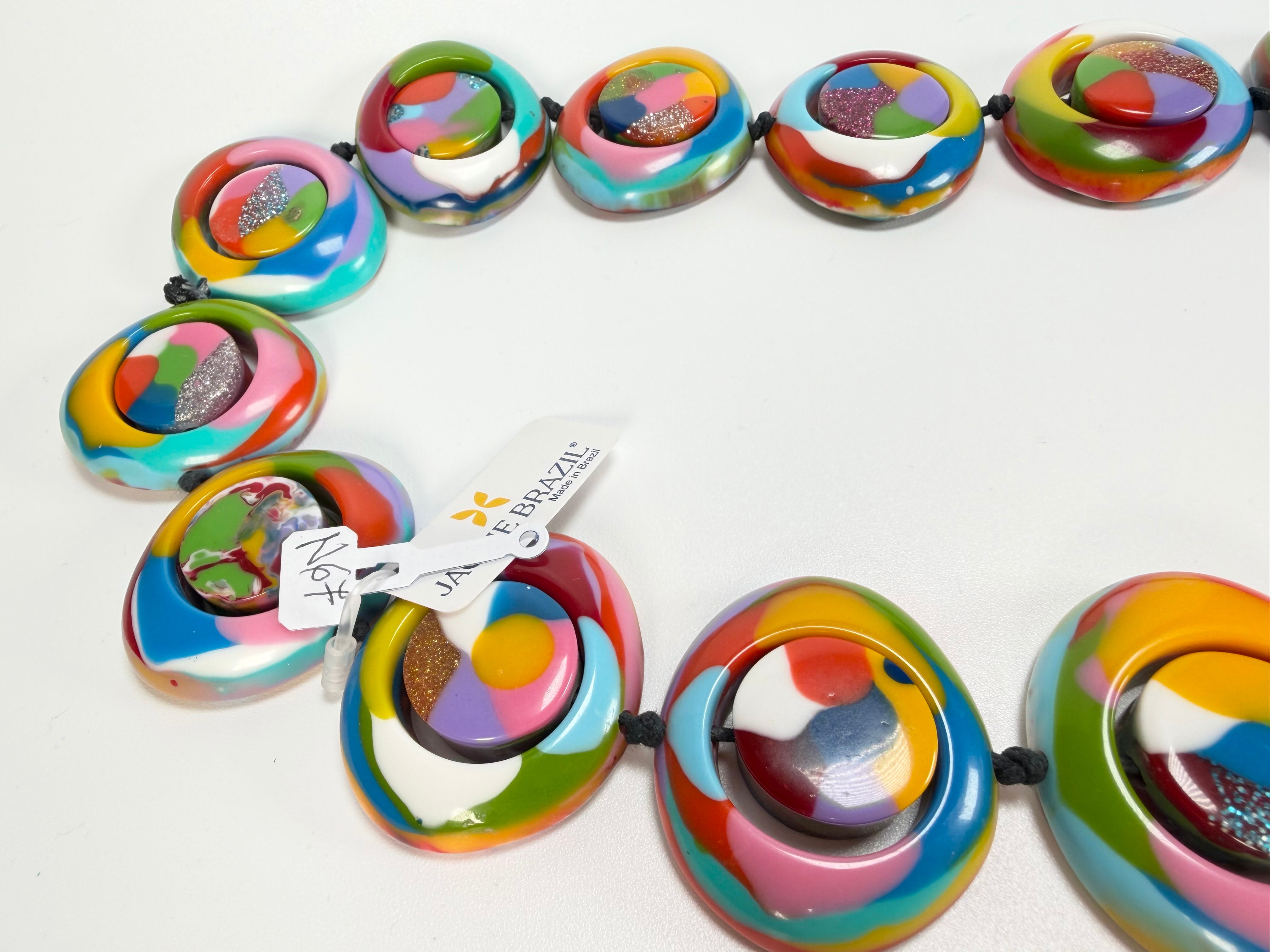 Jackie Brazil "Saturn" Kandinsky Disc & Cylinder Long 110cm Necklace ( N0067 )