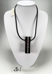 Jackie Brazil "Bar Code" Small Liquorice Pendant On Cord Resin Necklace ( N2214 )