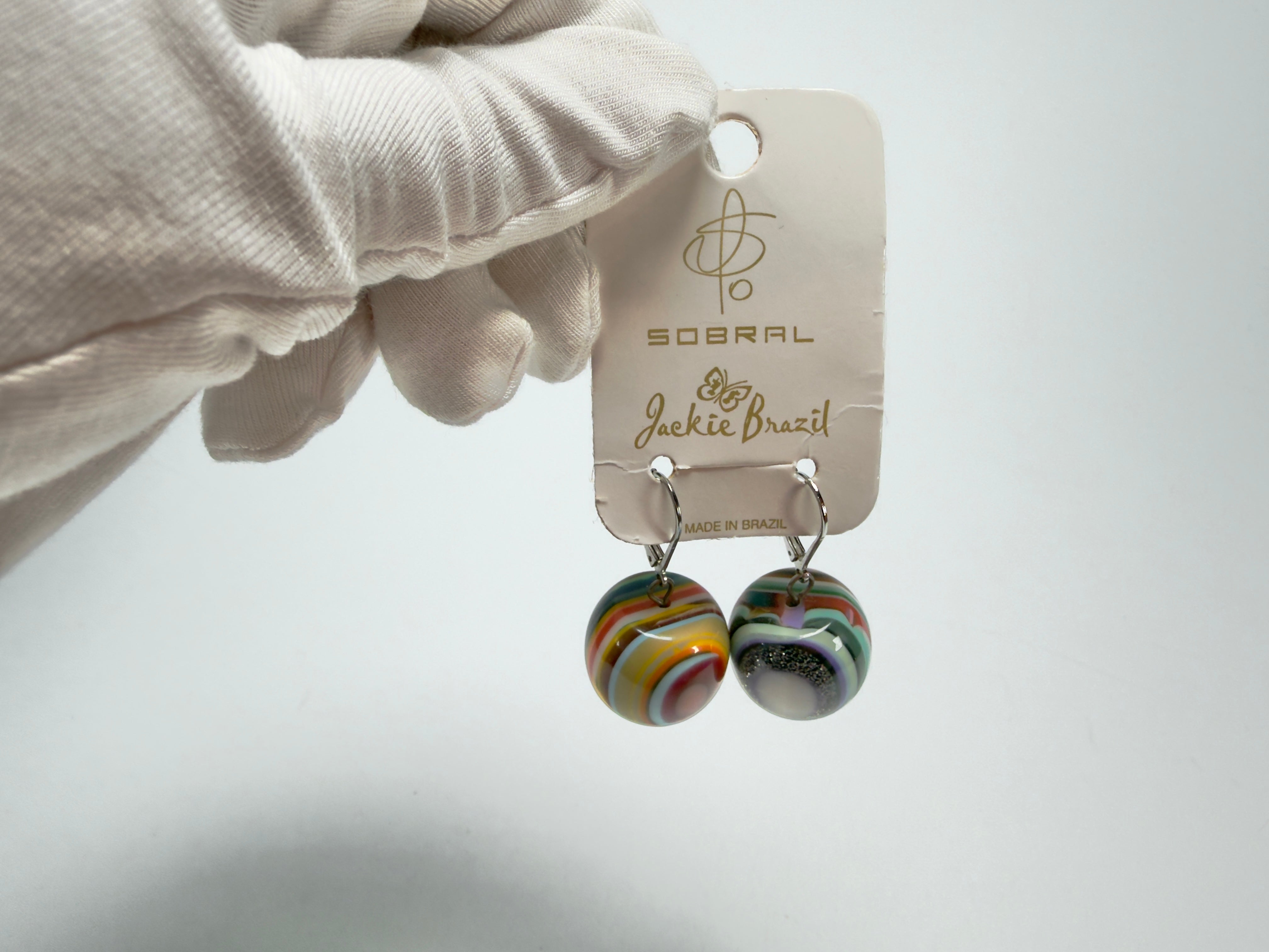 Jackie Brazil "Cat Eyes" Liquorice Balls Mix Colours Short Resin Earrings ( E0960 )