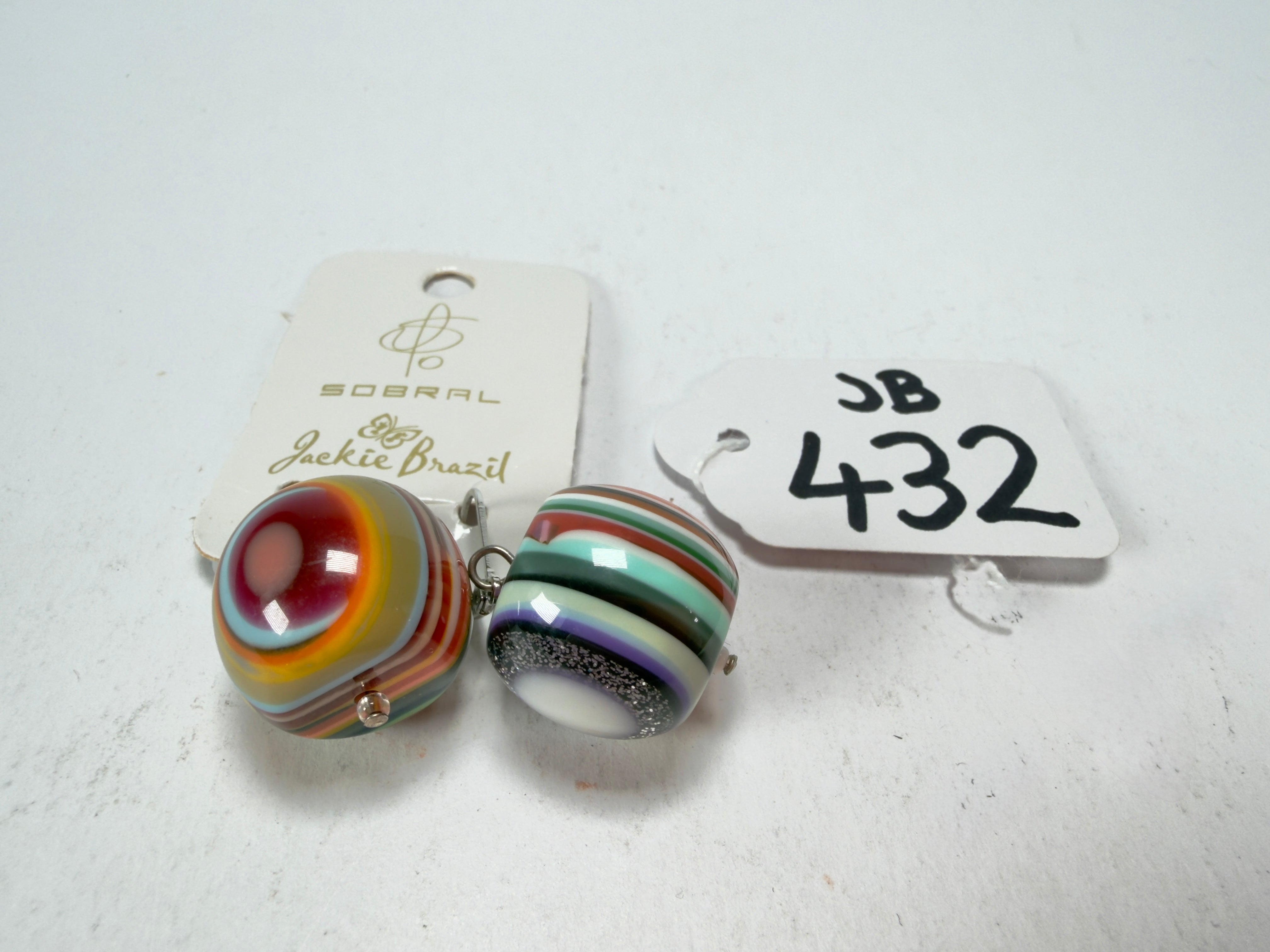 Jackie Brazil "Cat Eyes" Liquorice Balls Mix Colours Short Resin Earrings ( E0960 )