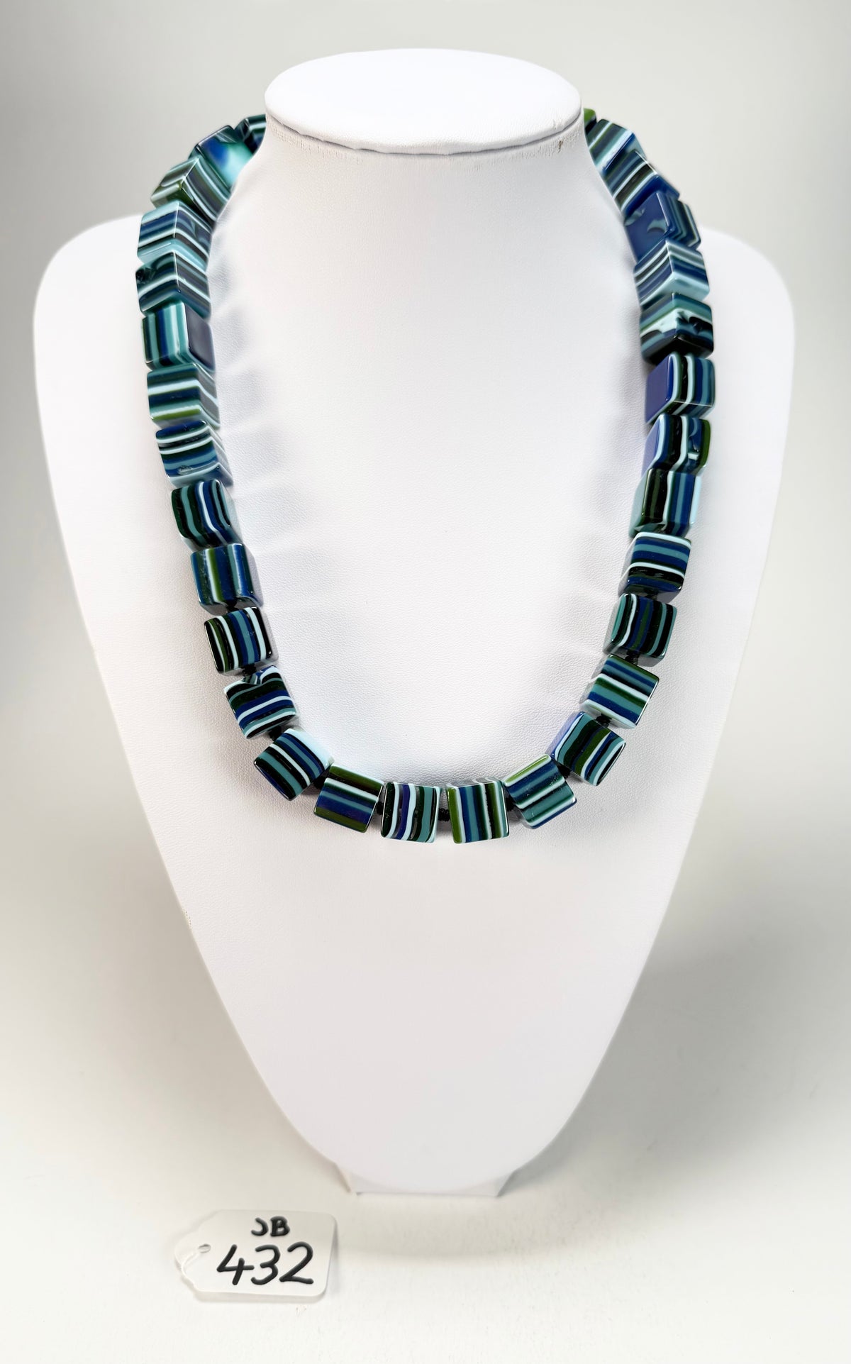 Jackie Brazil "POP" Liquorice Blue Mix Small Cubes 65cm Necklace ( N0046 )