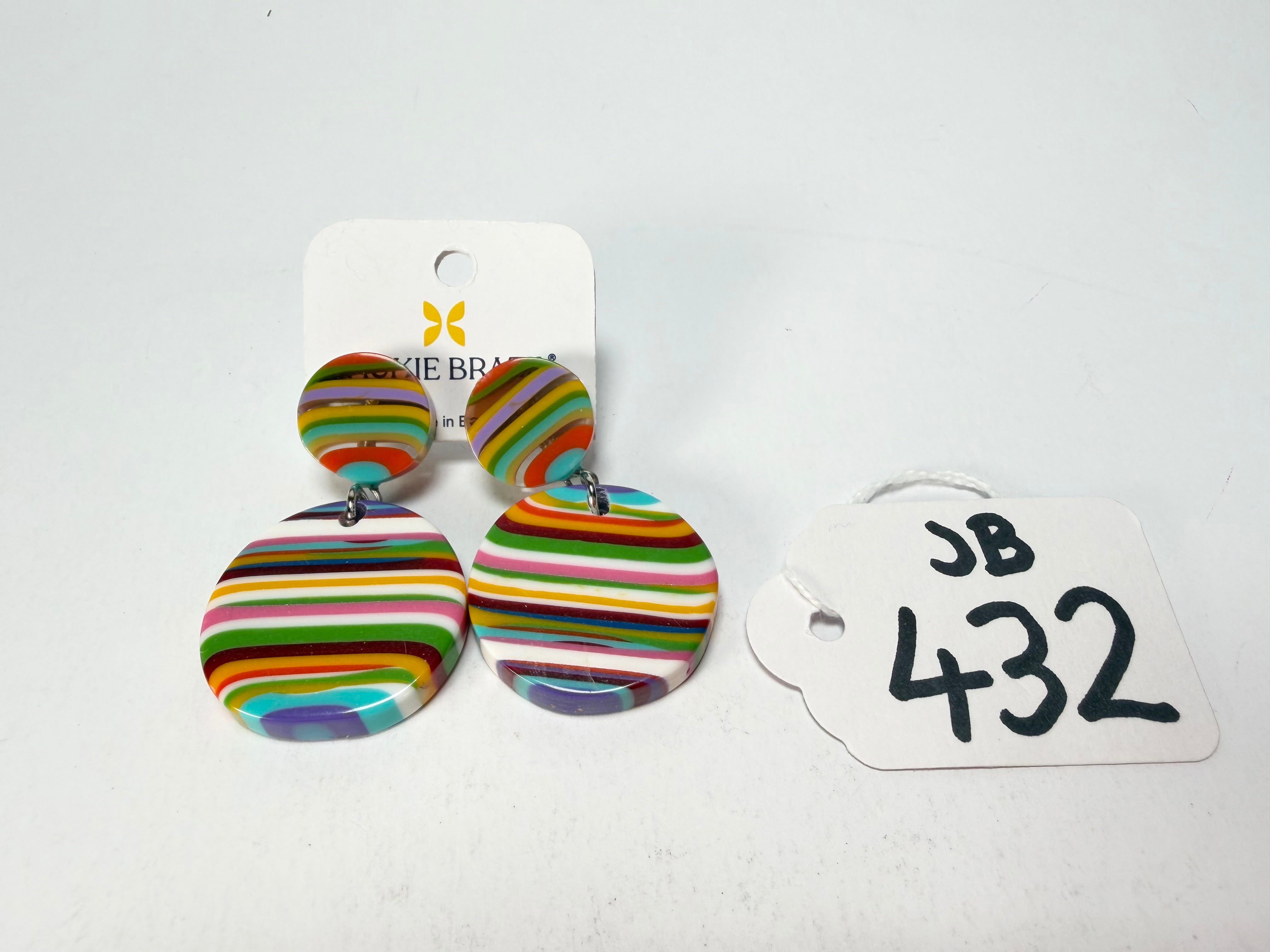 Jackie Brazil "Duo Stud" Liquorice Mix Colours Disk On Pin Resin Earrings ( E0520 )