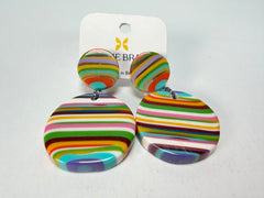 Jackie Brazil "Duo Stud" Liquorice Mix Colours Disk On Pin Resin Earrings ( E0520 )