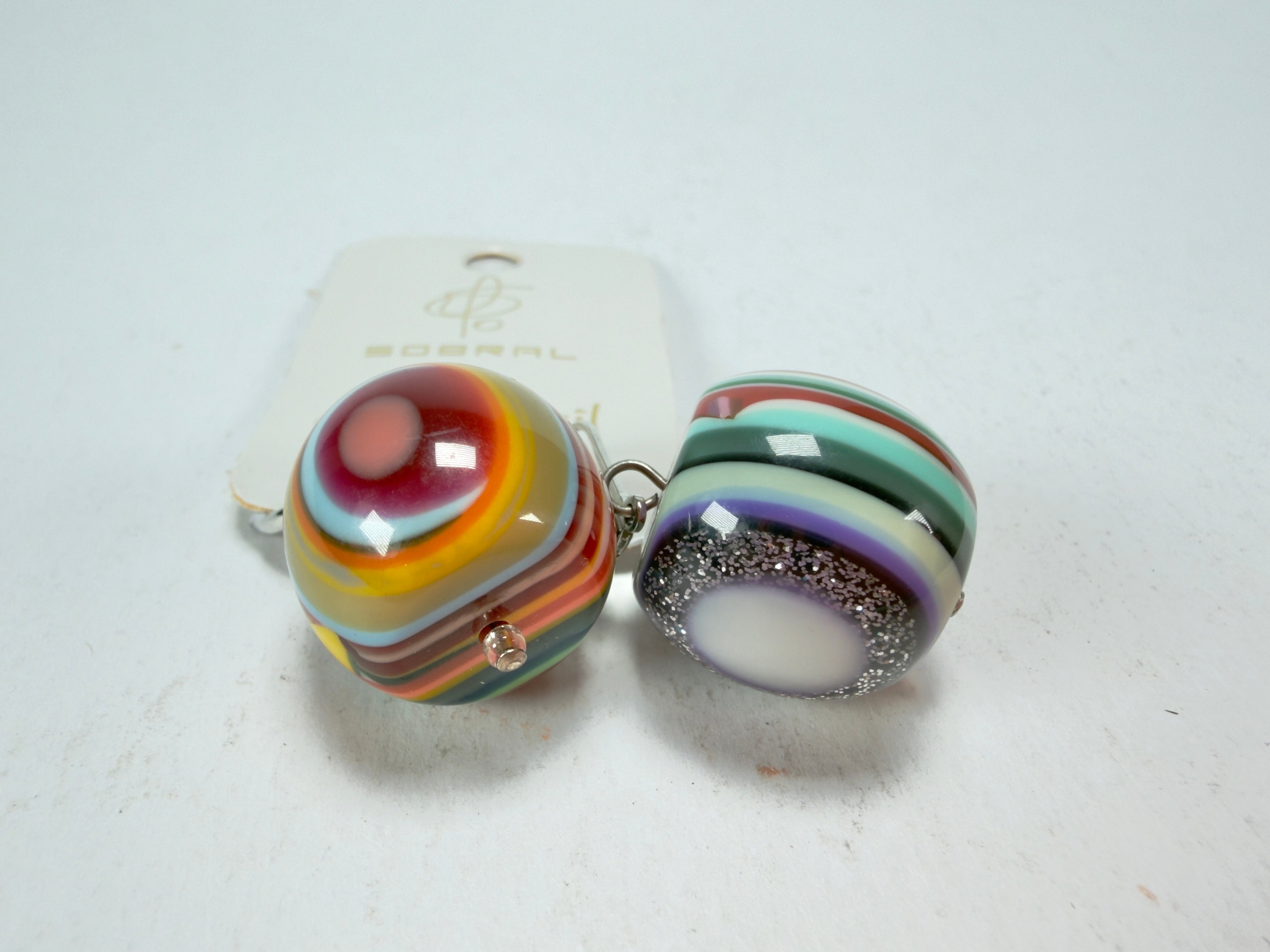 Jackie Brazil "Cat Eyes" Liquorice Balls Mix Colours Short Resin Earrings ( E0960 )