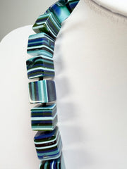 Jackie Brazil "POP" Liquorice Blue Mix Small Cubes 65cm Necklace ( N0046 )
