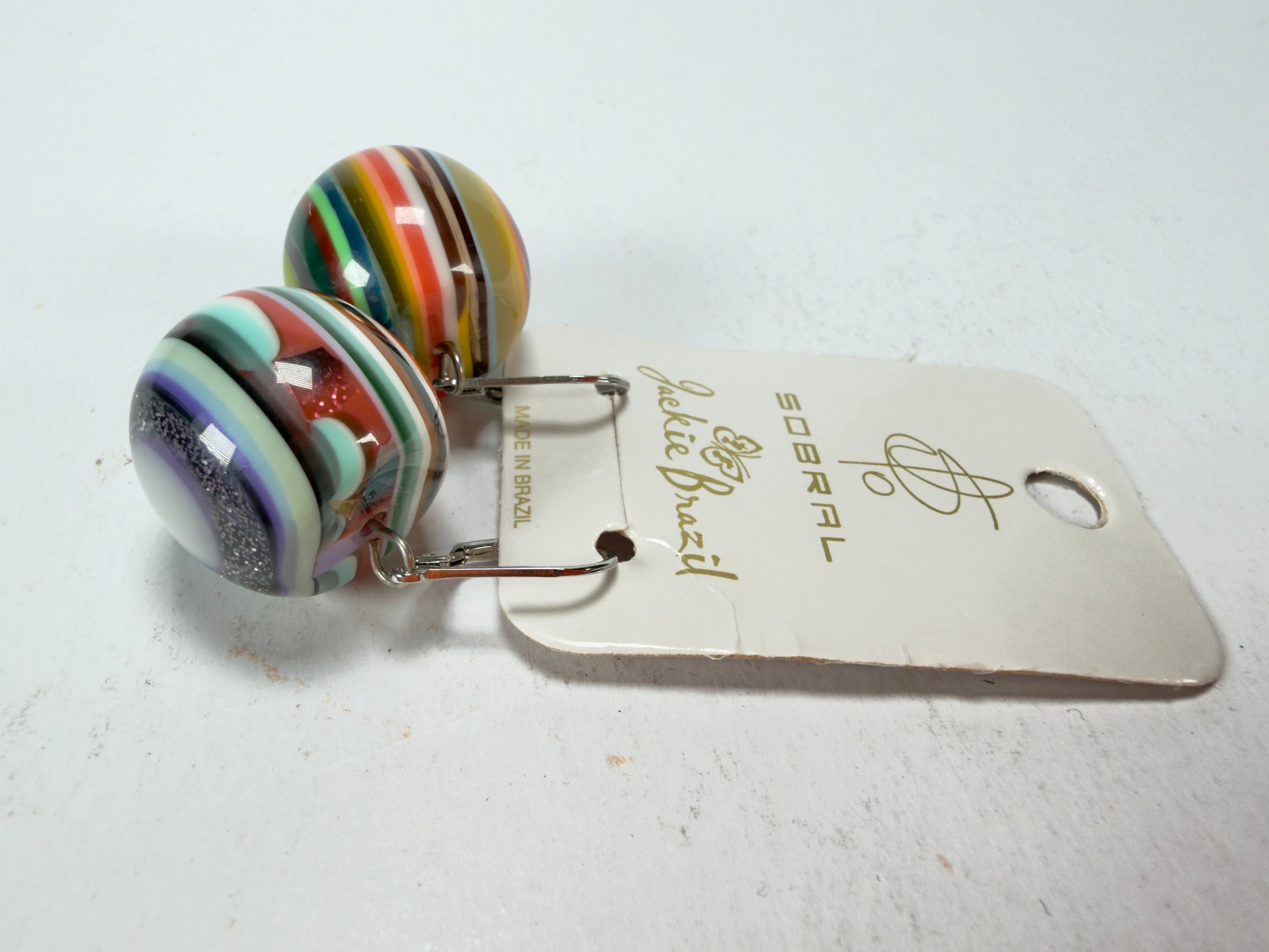 Jackie Brazil "Cat Eyes" Liquorice Balls Mix Colours Short Resin Earrings ( E0960 )