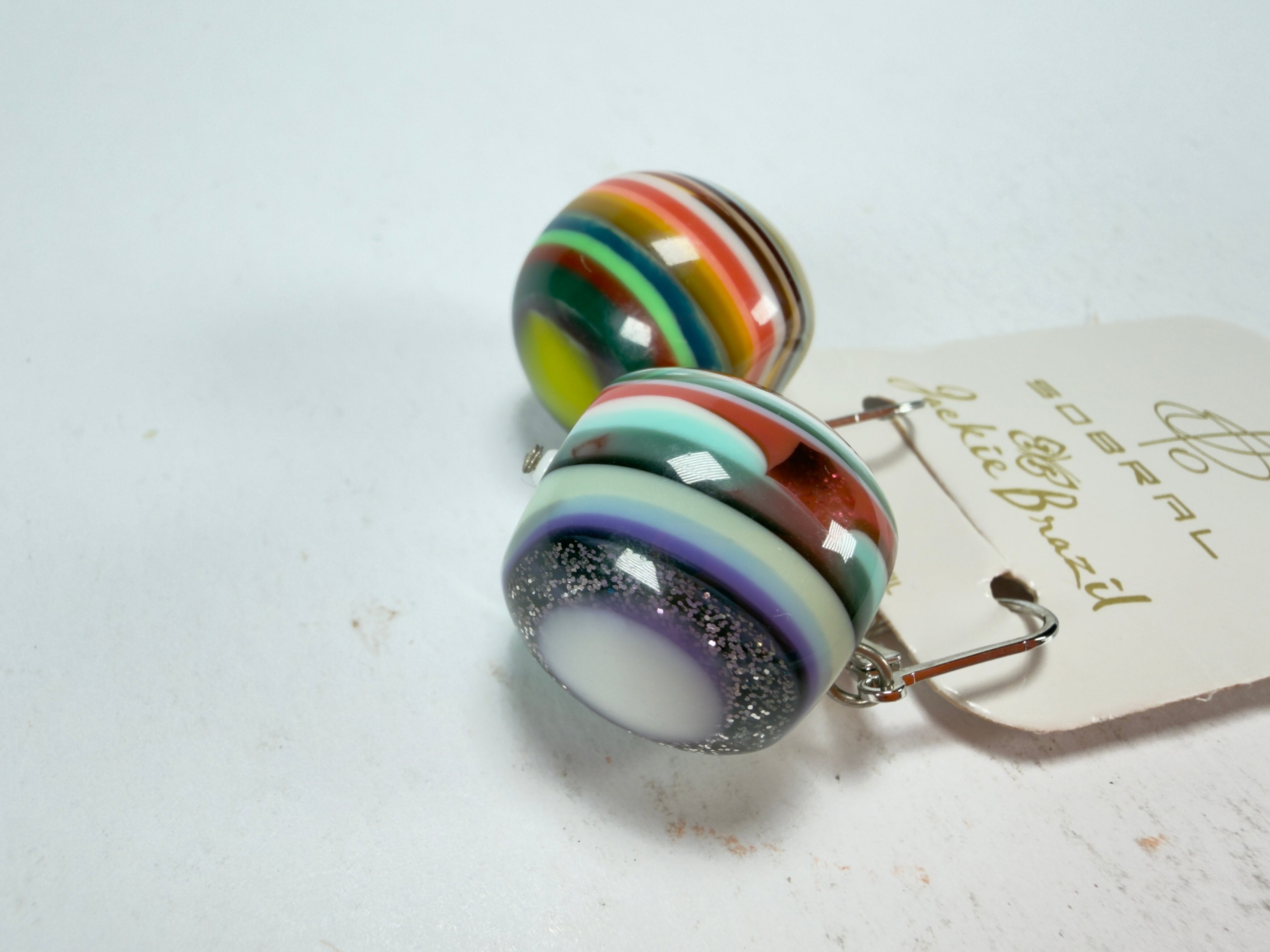 Jackie Brazil "Cat Eyes" Liquorice Balls Mix Colours Short Resin Earrings ( E0960 )