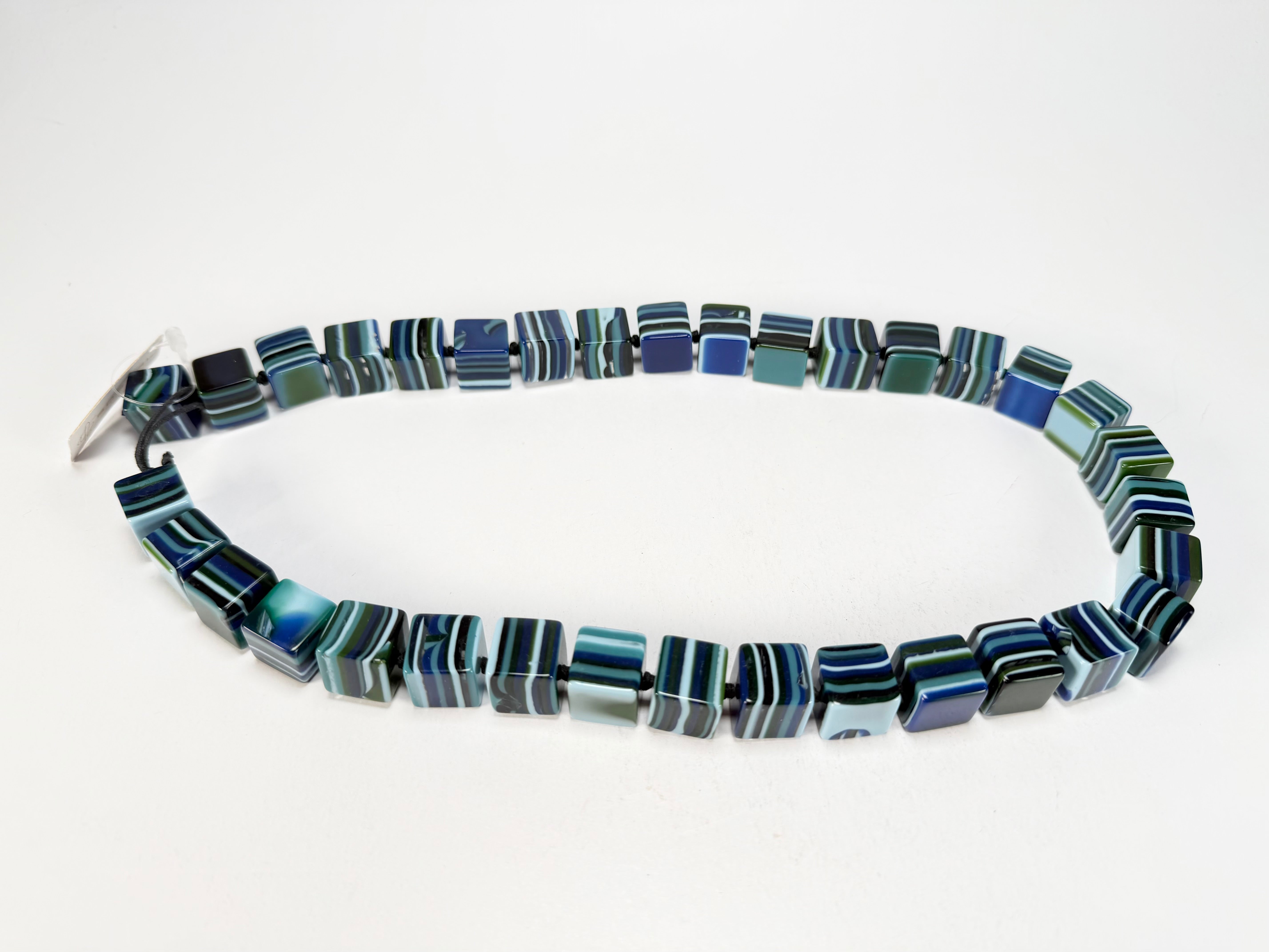 Jackie Brazil "POP" Liquorice Blue Mix Small Cubes 65cm Necklace ( N0046 )